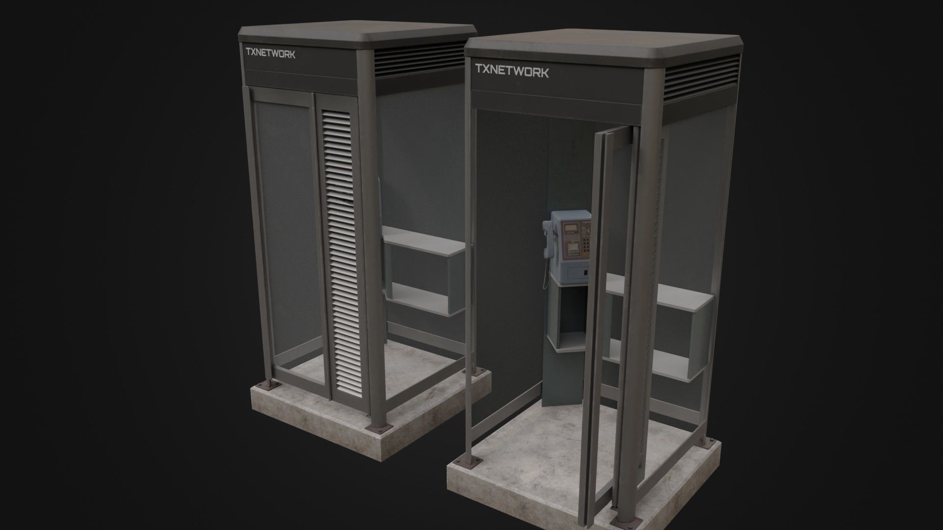 Japanese Phone box public telephone Low-poly 3D model_39