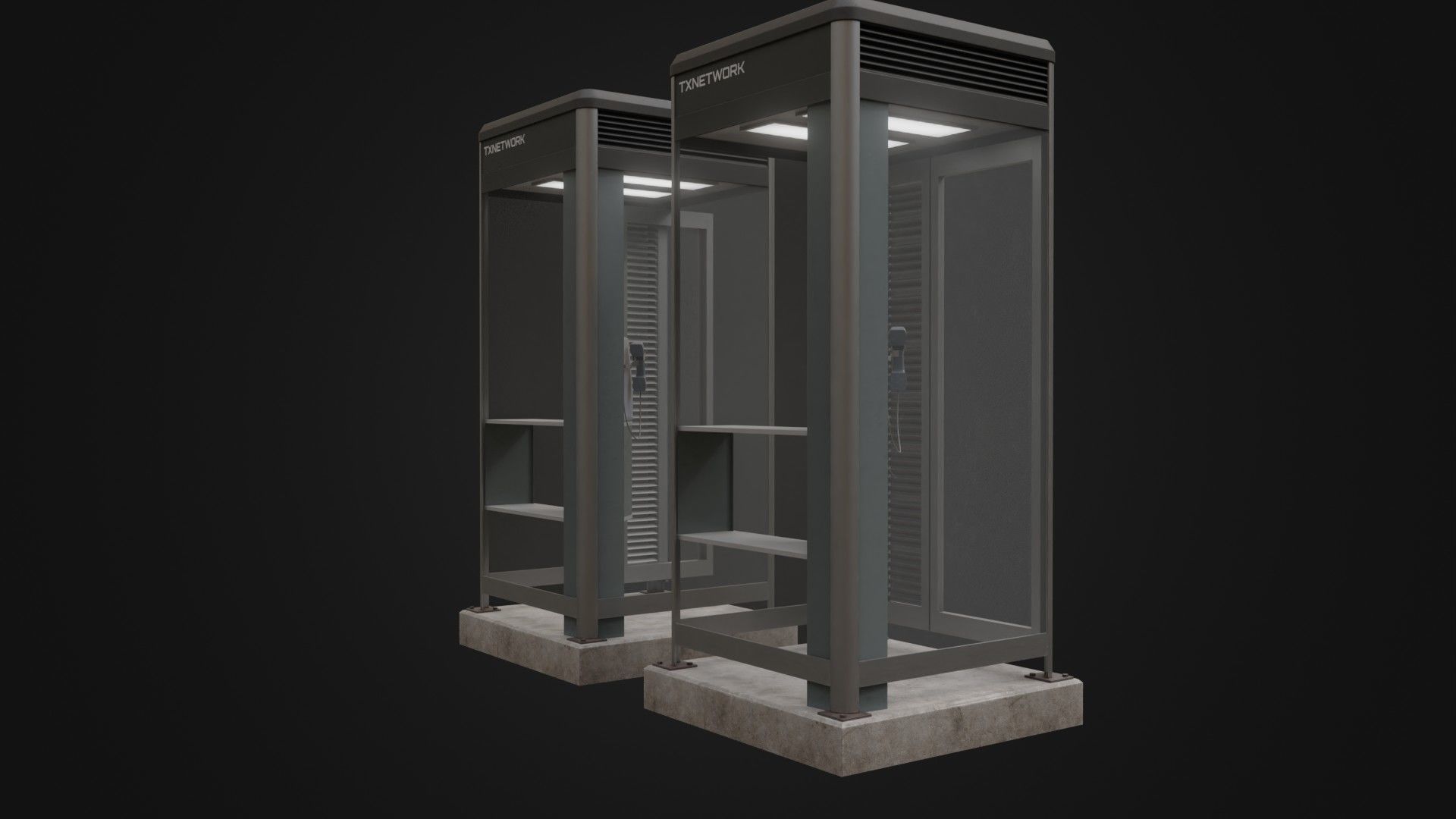 Japanese Phone box public telephone Low-poly 3D model_18