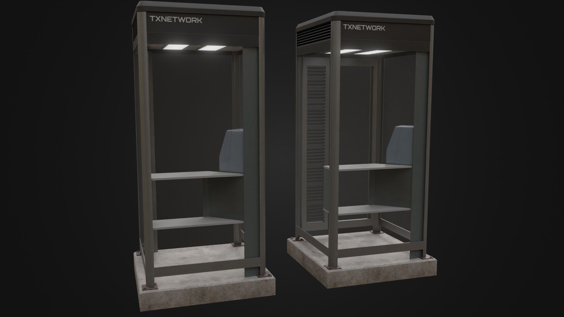 Japanese Phone box public telephone Low-poly 3D model_25