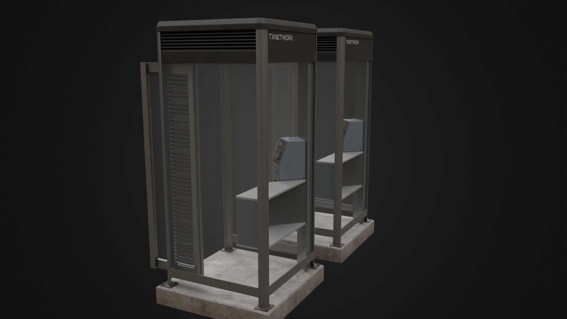 Japanese Phone box public telephone Low-poly 3D model_30
