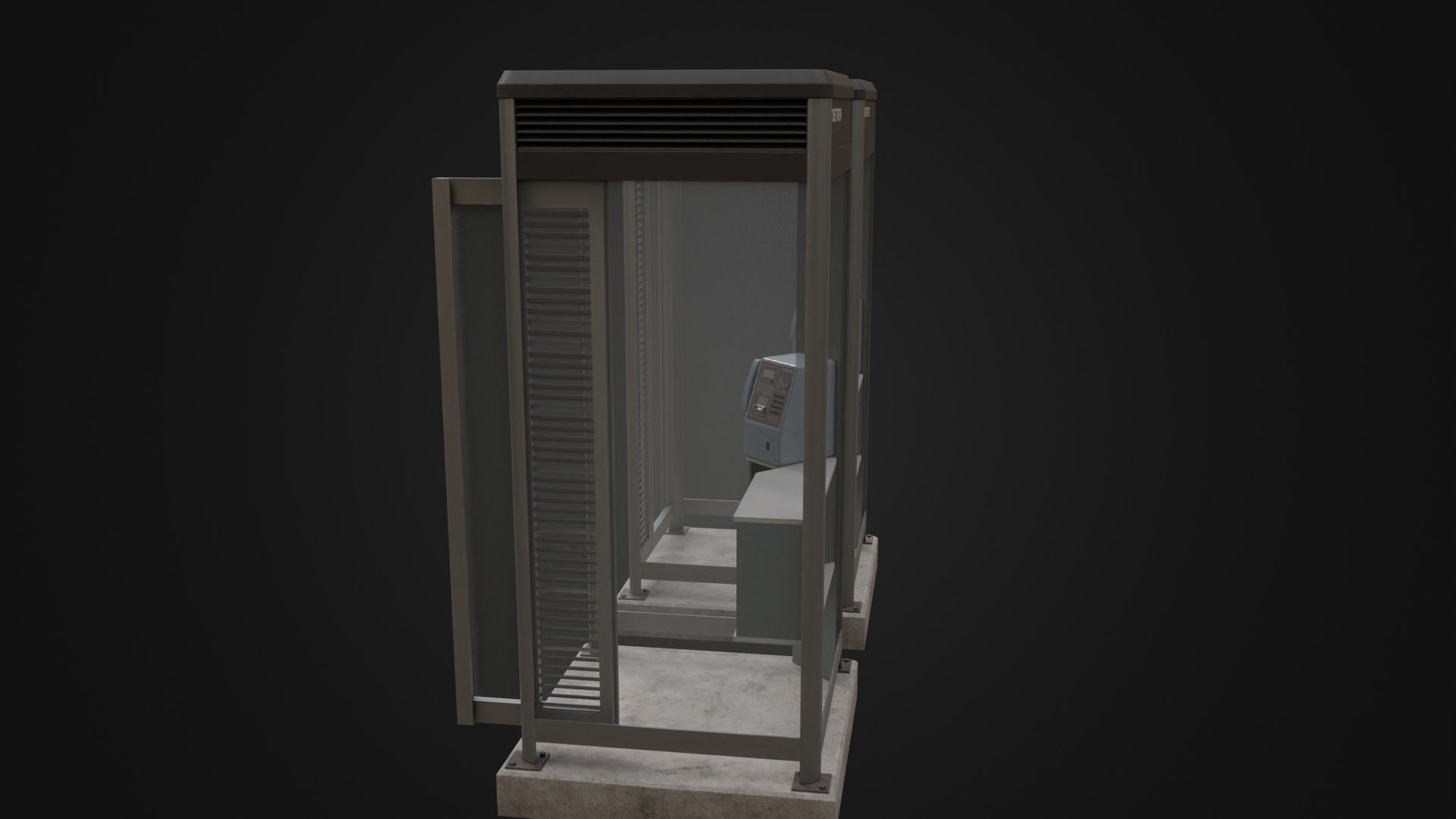 Japanese Phone box public telephone Low-poly 3D model_32