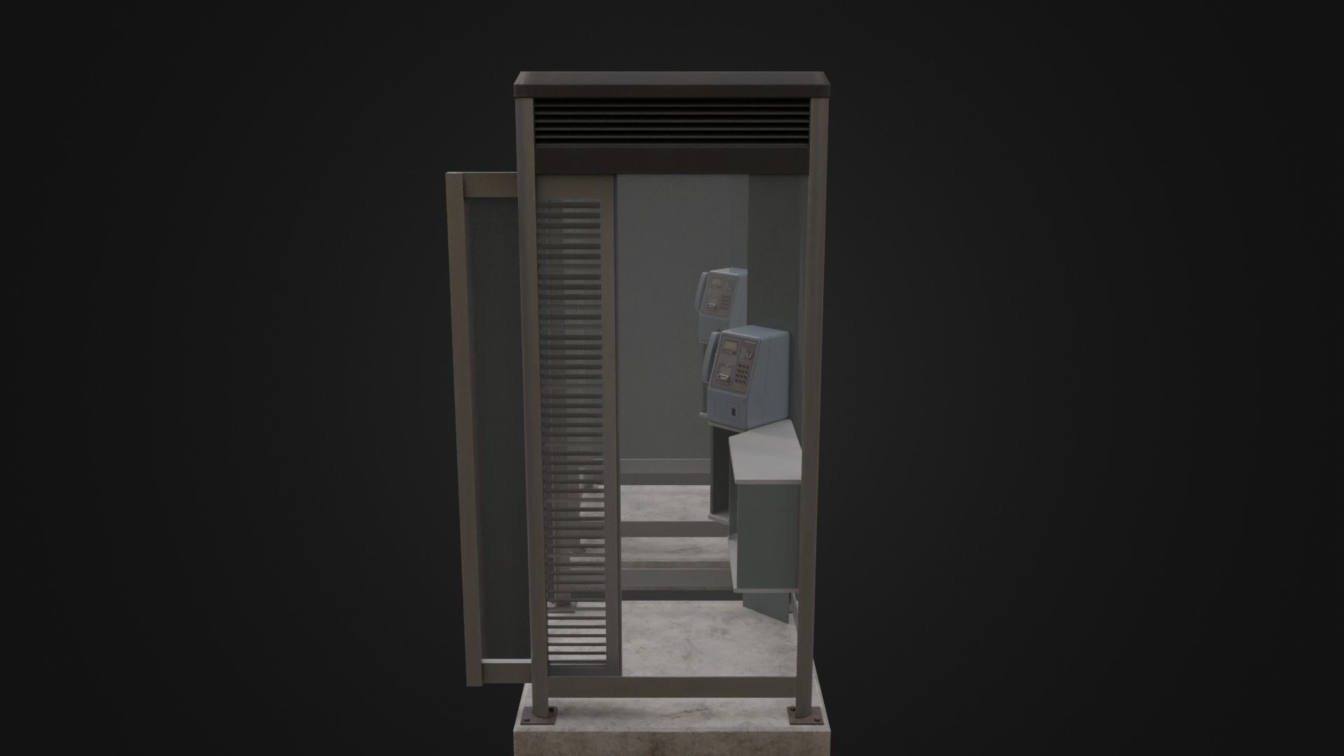 Japanese Phone box public telephone Low-poly 3D model_33