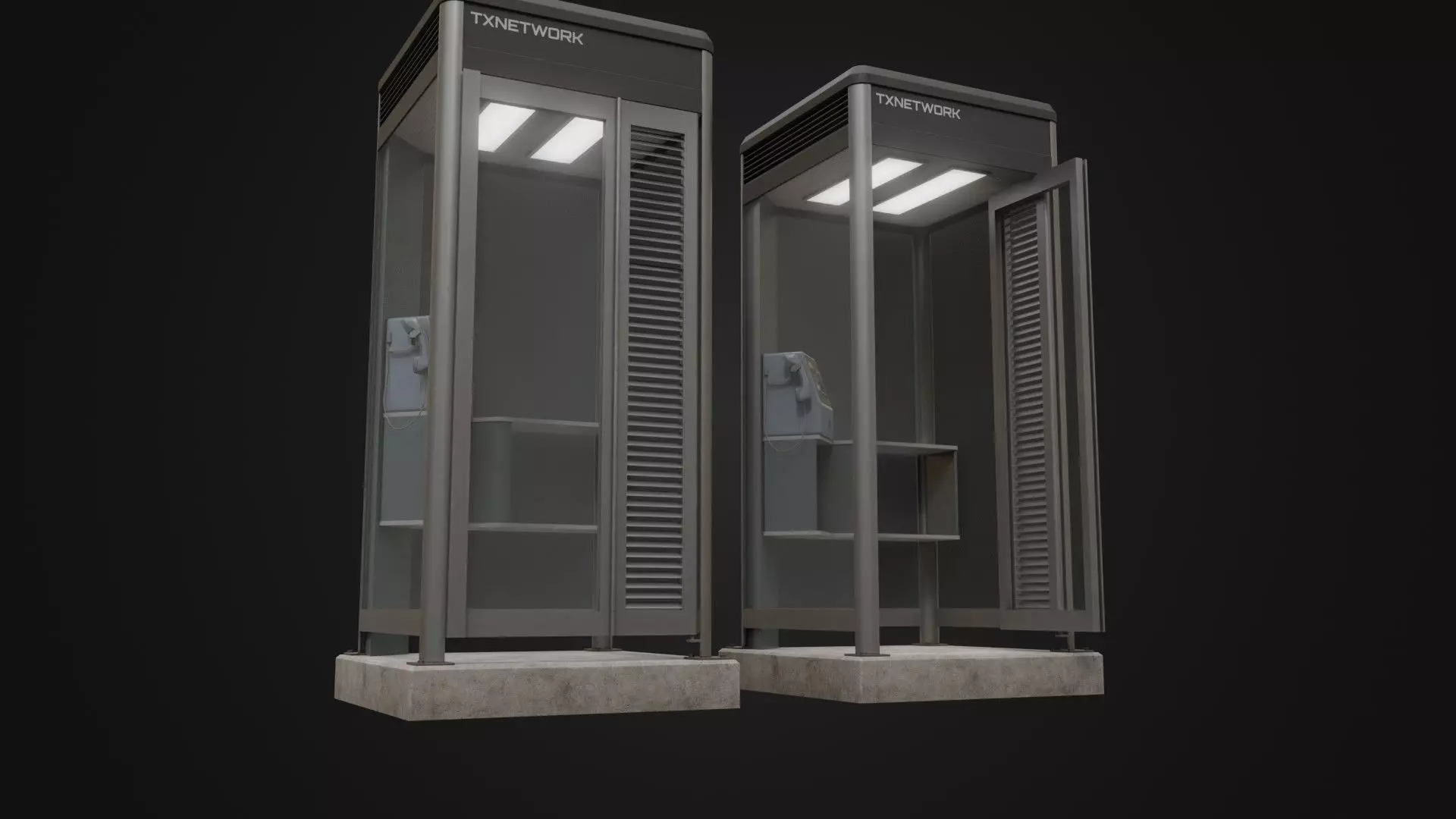 Japanese Phone box public telephone Low-poly 3D model_0