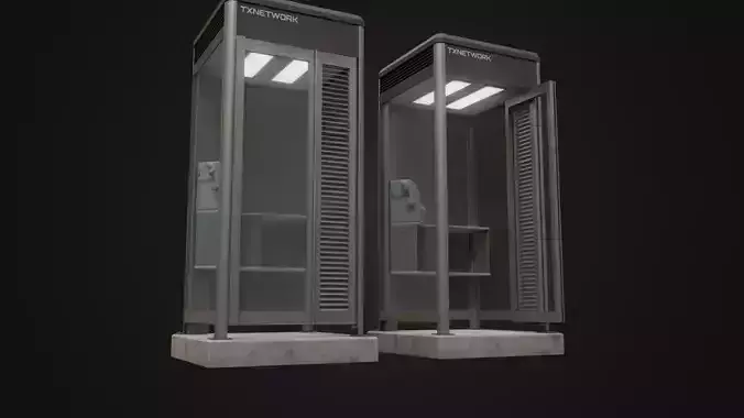 Japanese Phone box public telephone Low-poly 3D model