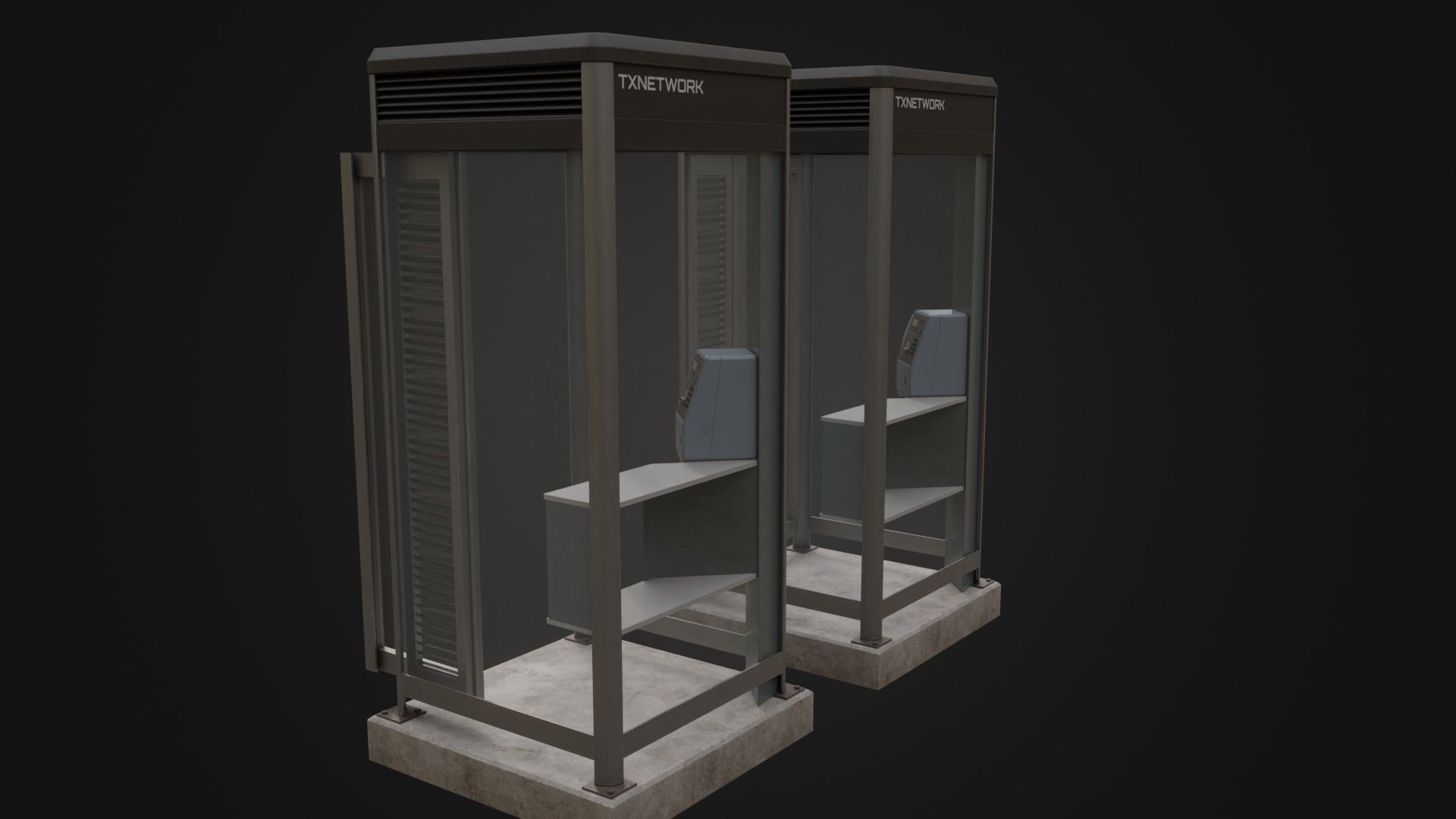 Japanese Phone box public telephone Low-poly 3D model_29