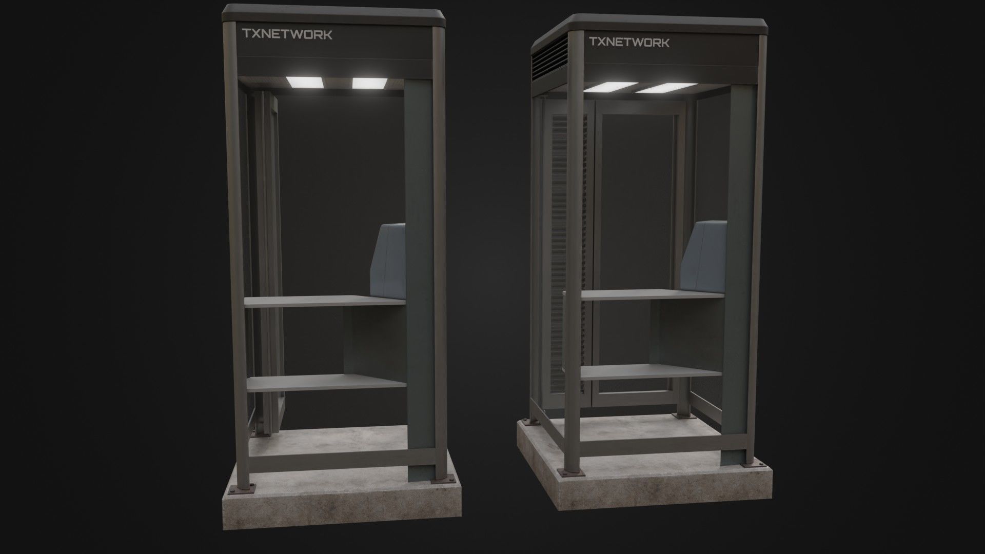 Japanese Phone box public telephone Low-poly 3D model_24