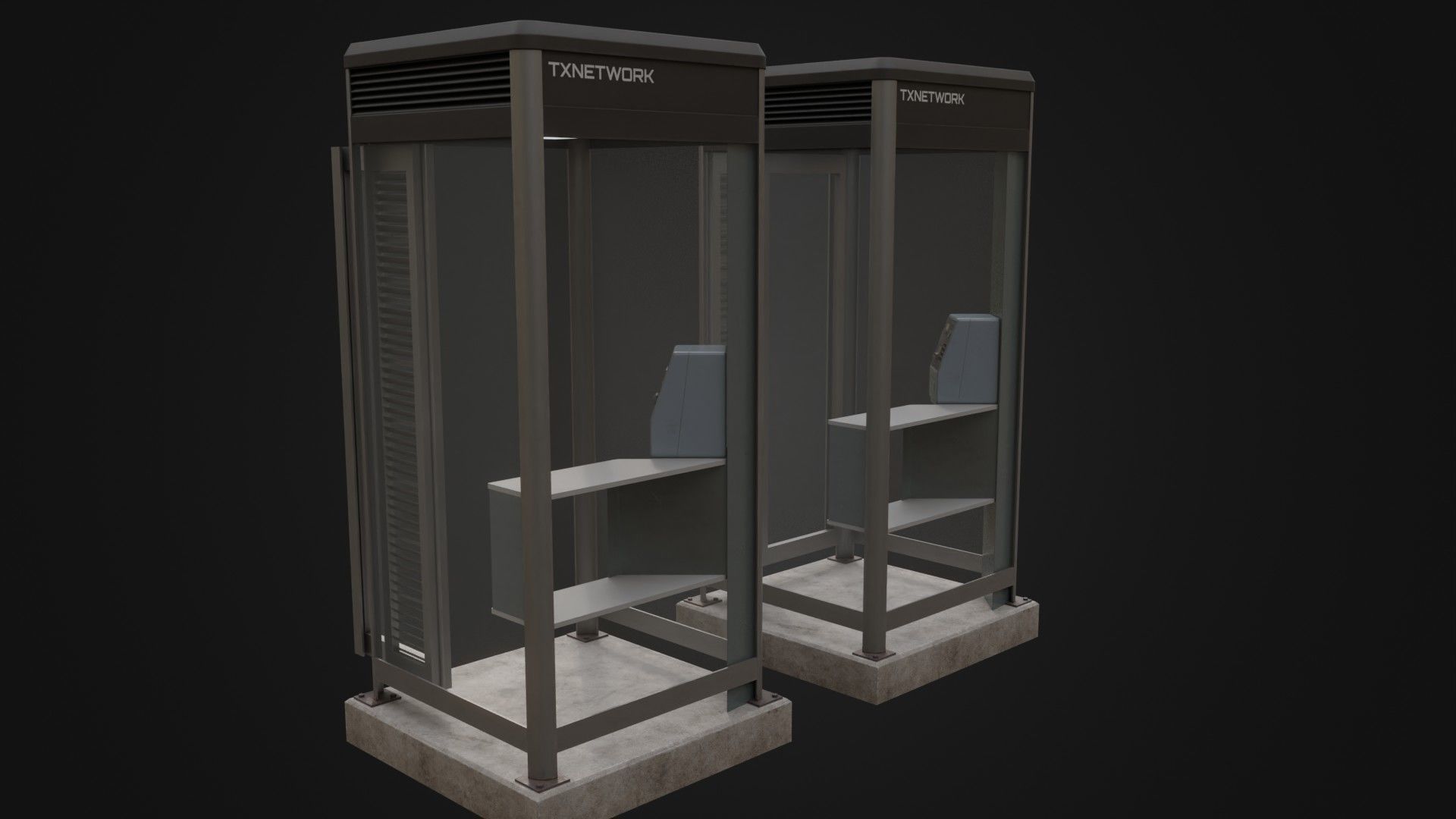 Japanese Phone box public telephone Low-poly 3D model_28