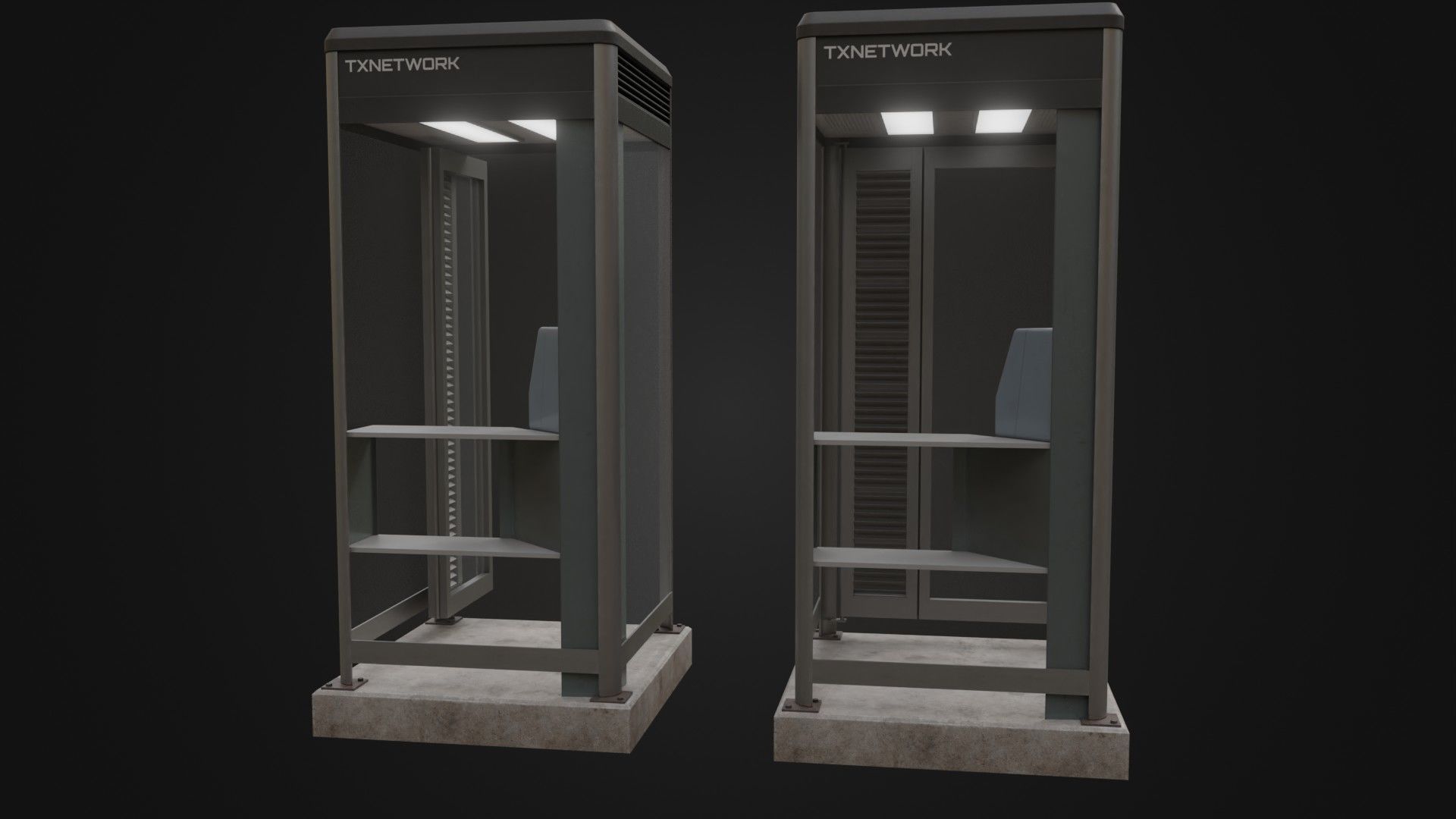 Japanese Phone box public telephone Low-poly 3D model_22