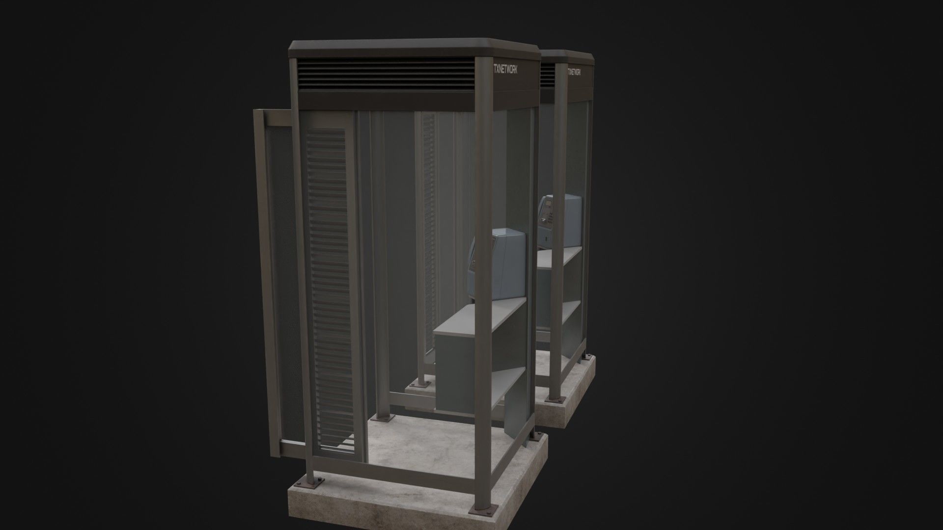 Japanese Phone box public telephone Low-poly 3D model_31