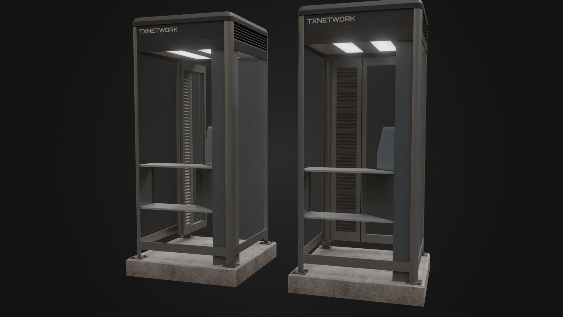 Japanese Phone box public telephone Low-poly 3D model_21