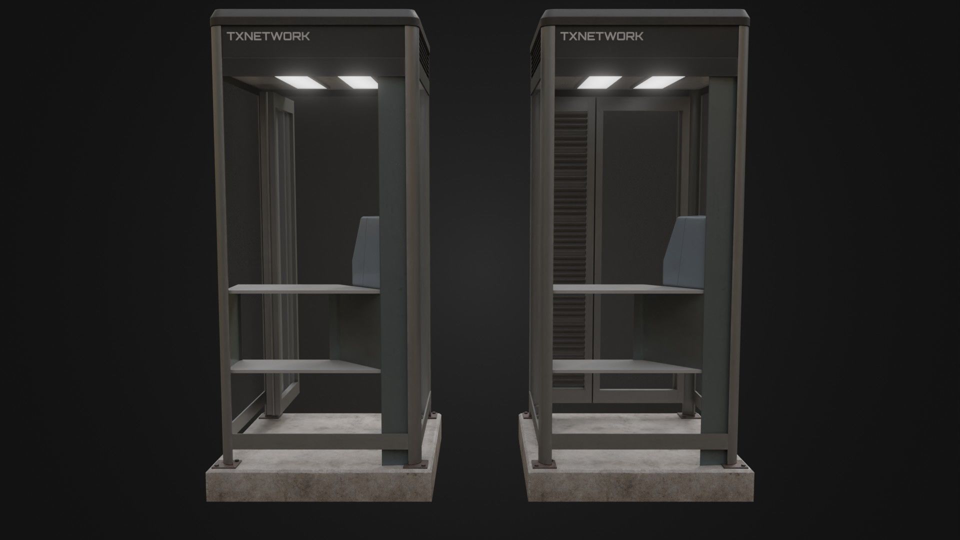 Japanese Phone box public telephone Low-poly 3D model_23