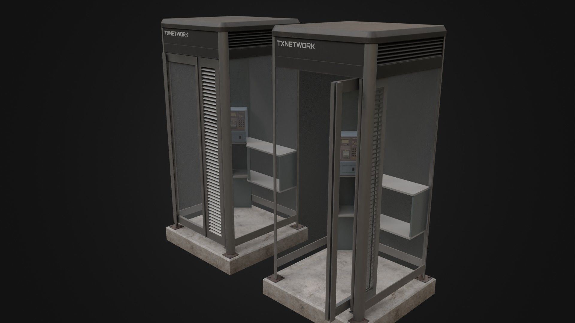 Japanese Phone box public telephone Low-poly 3D model_38