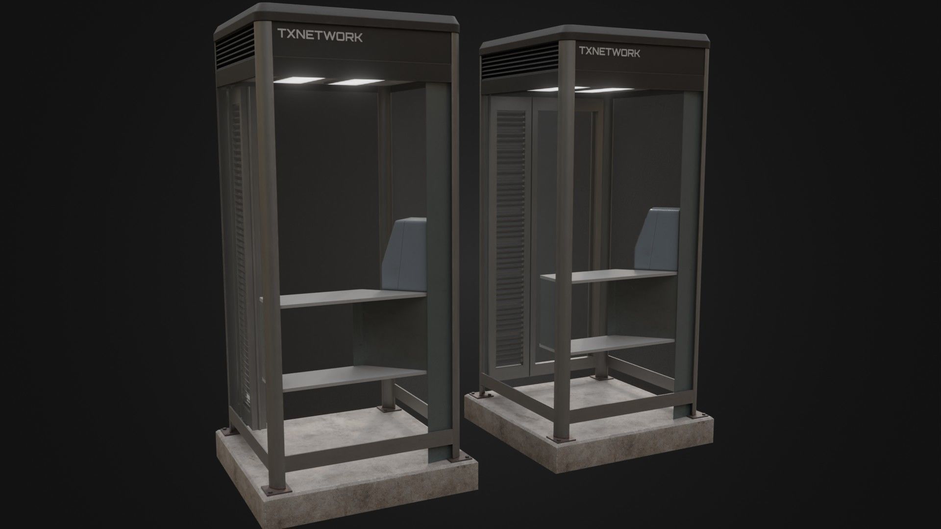 Japanese Phone box public telephone Low-poly 3D model_26