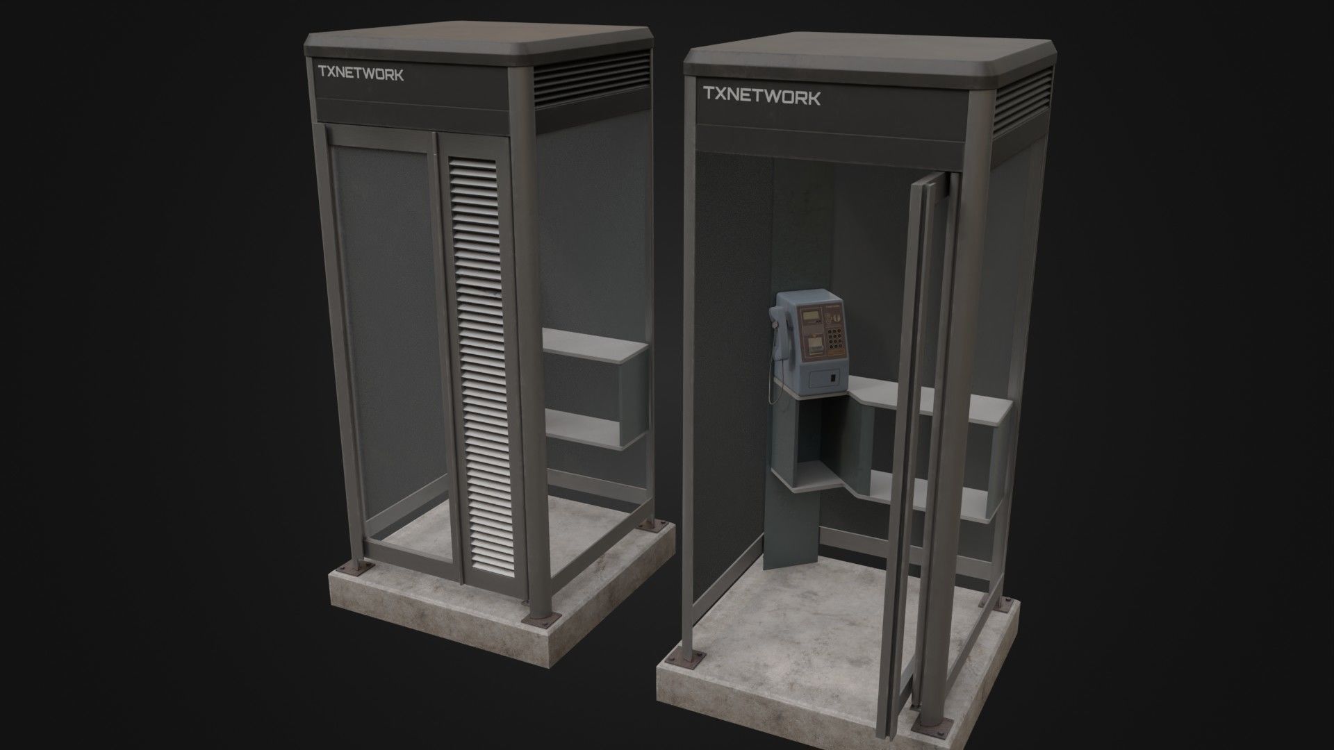 Japanese Phone box public telephone Low-poly 3D model_40
