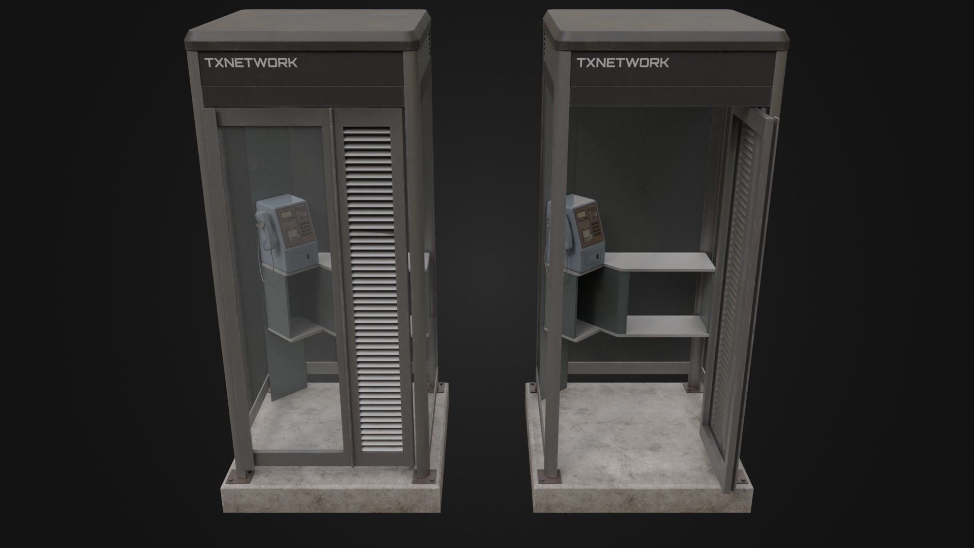 Japanese Phone box public telephone Low-poly 3D model_43