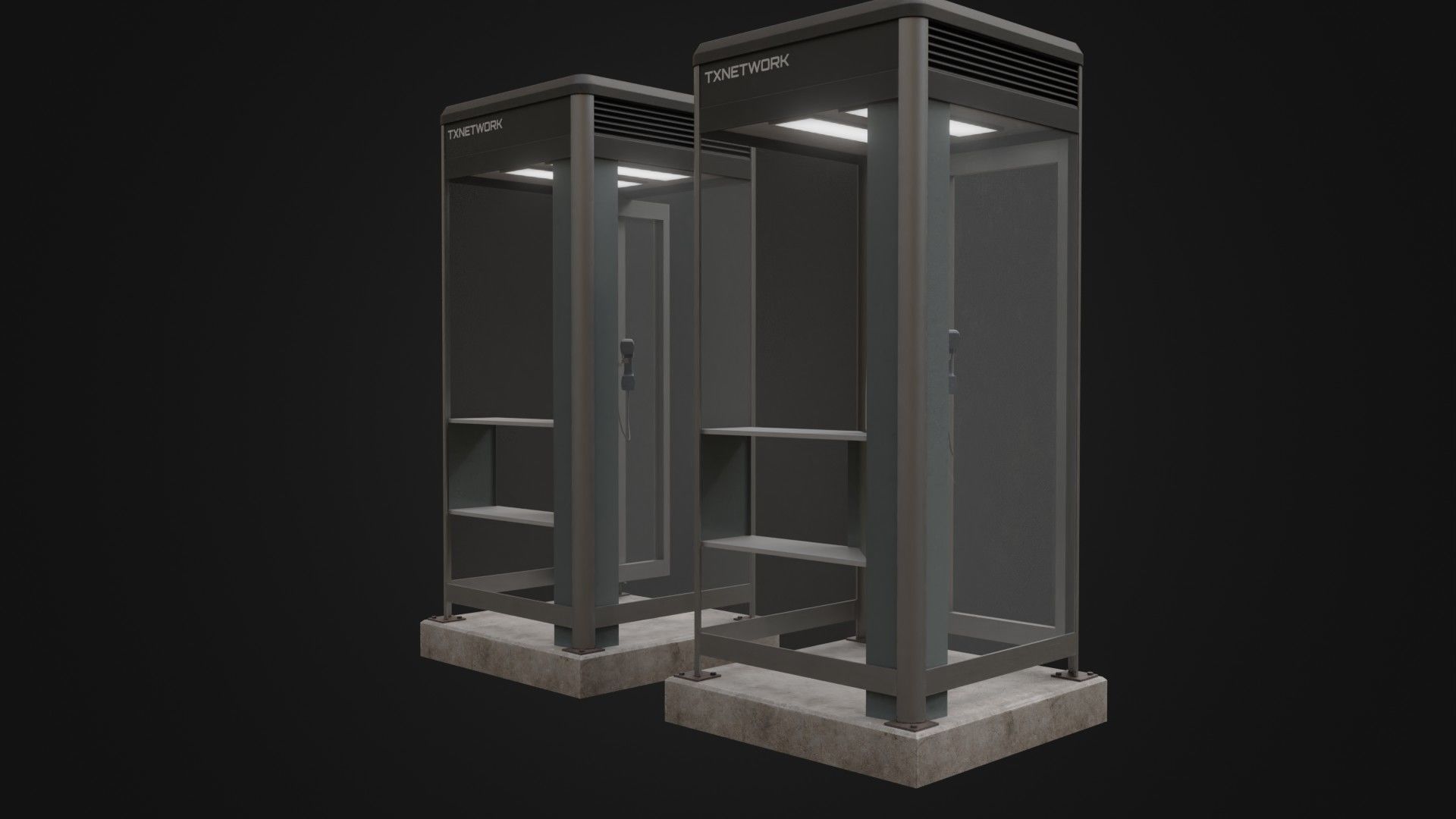Japanese Phone box public telephone Low-poly 3D model_19