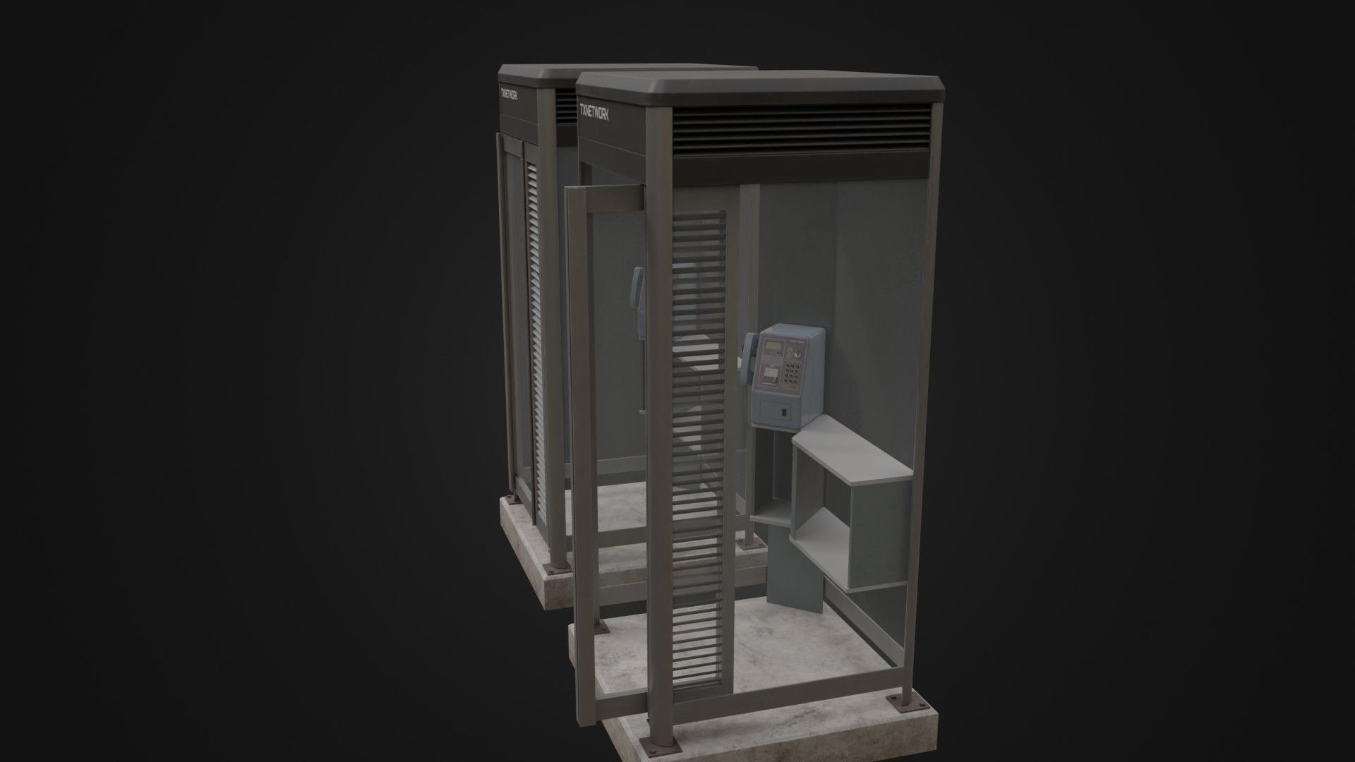 Japanese Phone box public telephone Low-poly 3D model_35