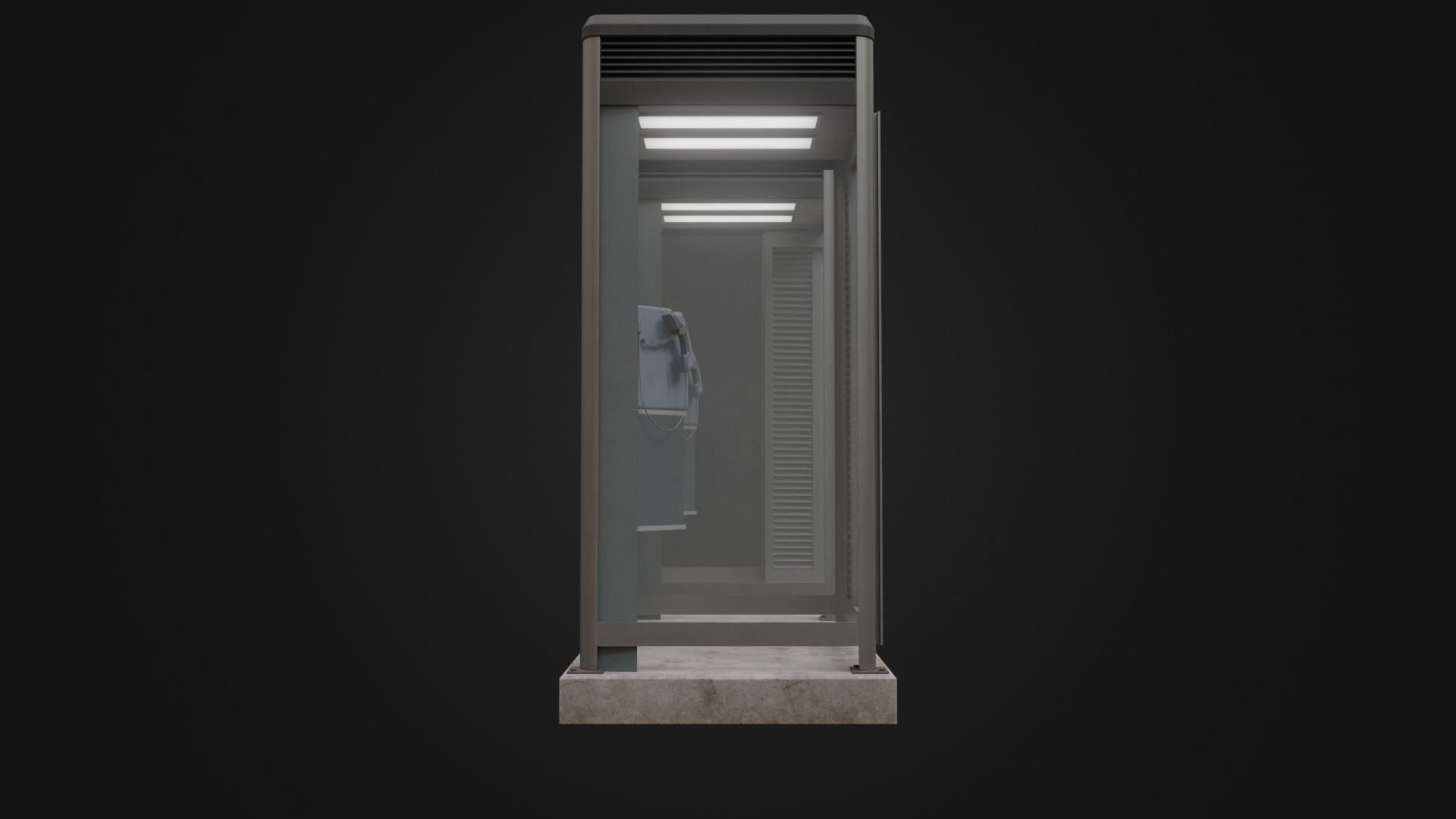 Japanese Phone box public telephone Low-poly 3D model_14