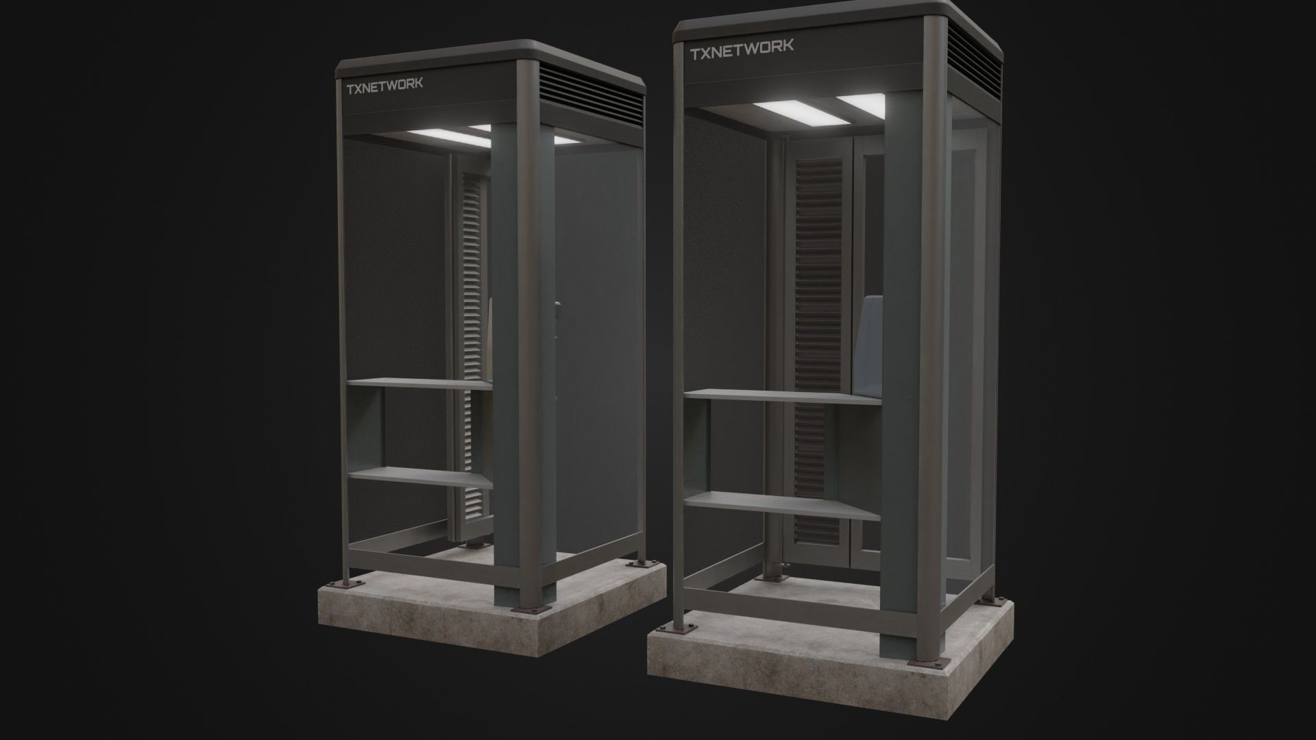 Japanese Phone box public telephone Low-poly 3D model_5