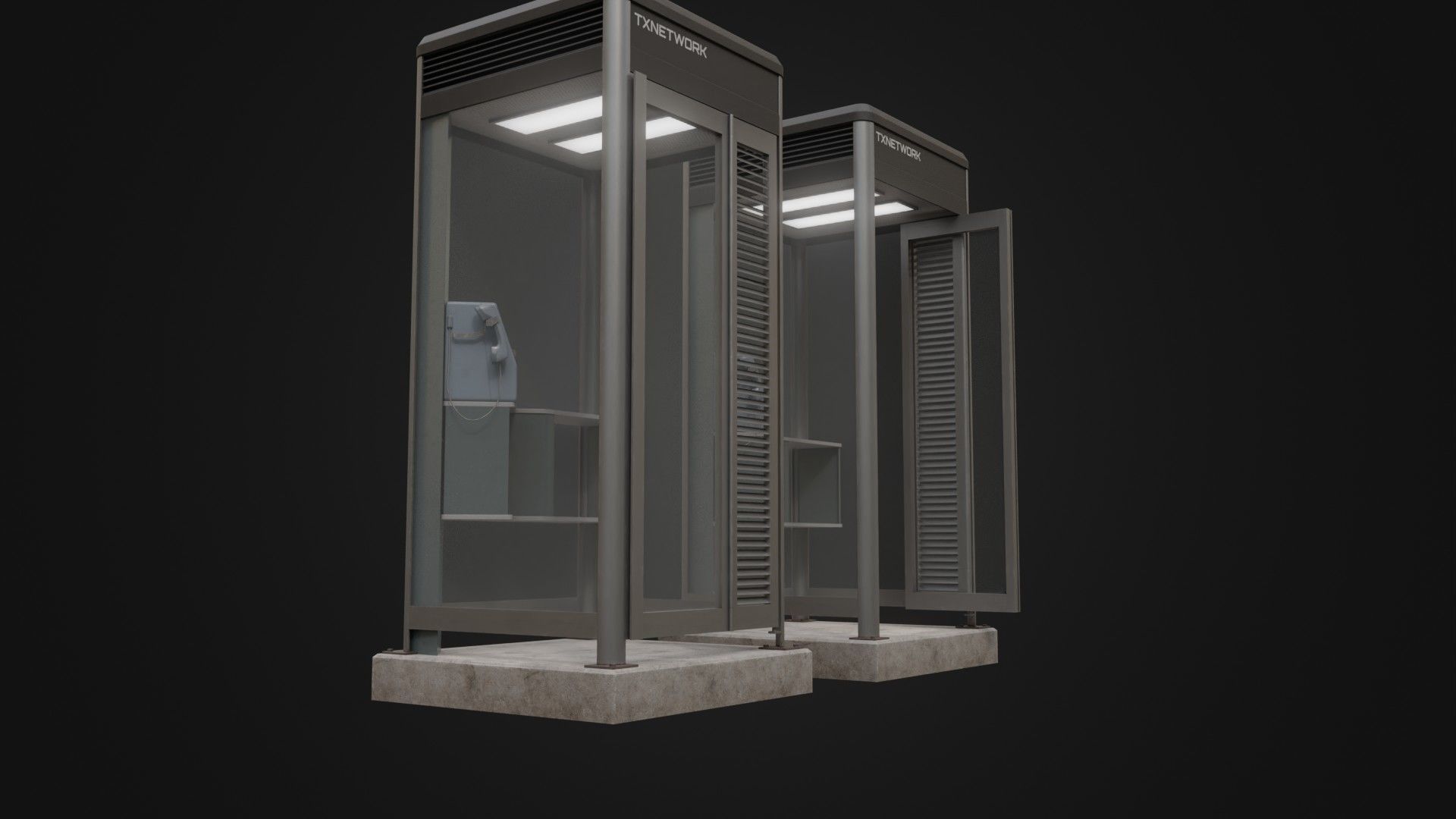 Japanese Phone box public telephone Low-poly 3D model_10