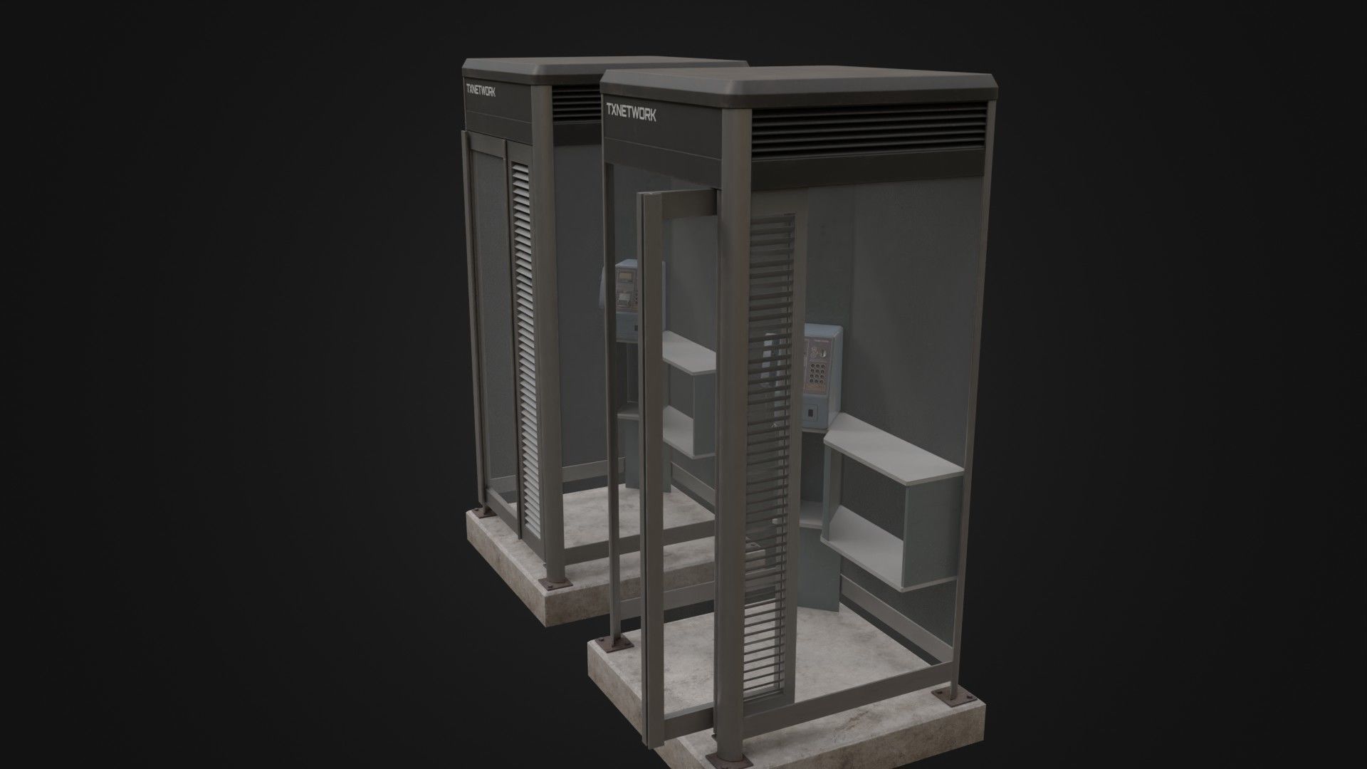 Japanese Phone box public telephone Low-poly 3D model_36