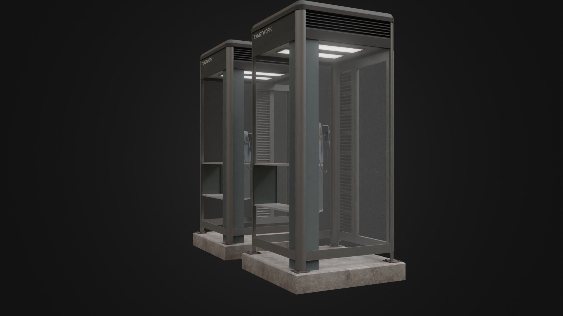 Japanese Phone box public telephone Low-poly 3D model_17