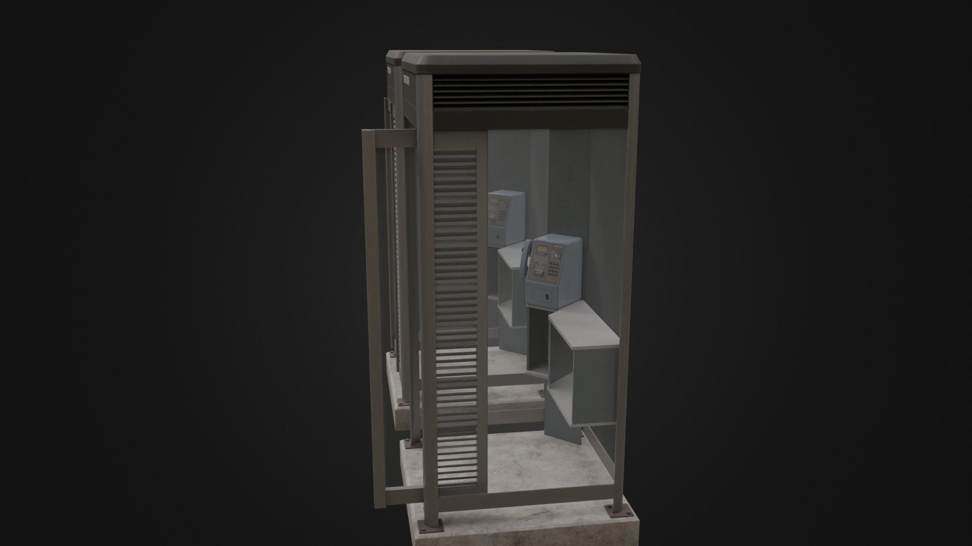 Japanese Phone box public telephone Low-poly 3D model_34