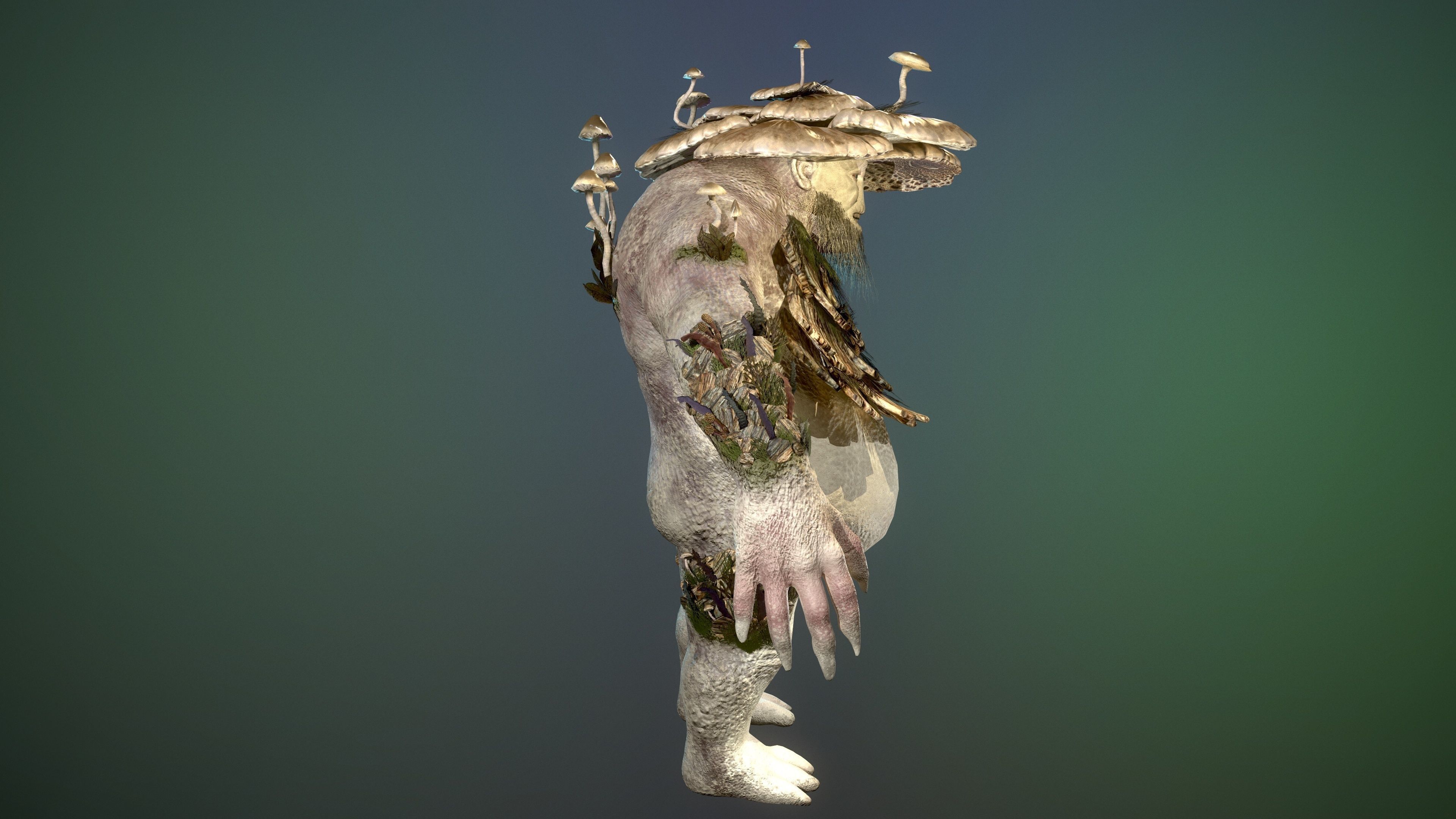 Forest Golem Low-poly 3D model_4