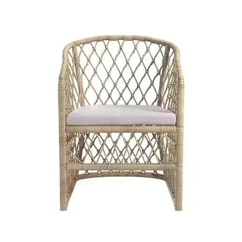 Rattan Woven Chair with Fabric Cushion