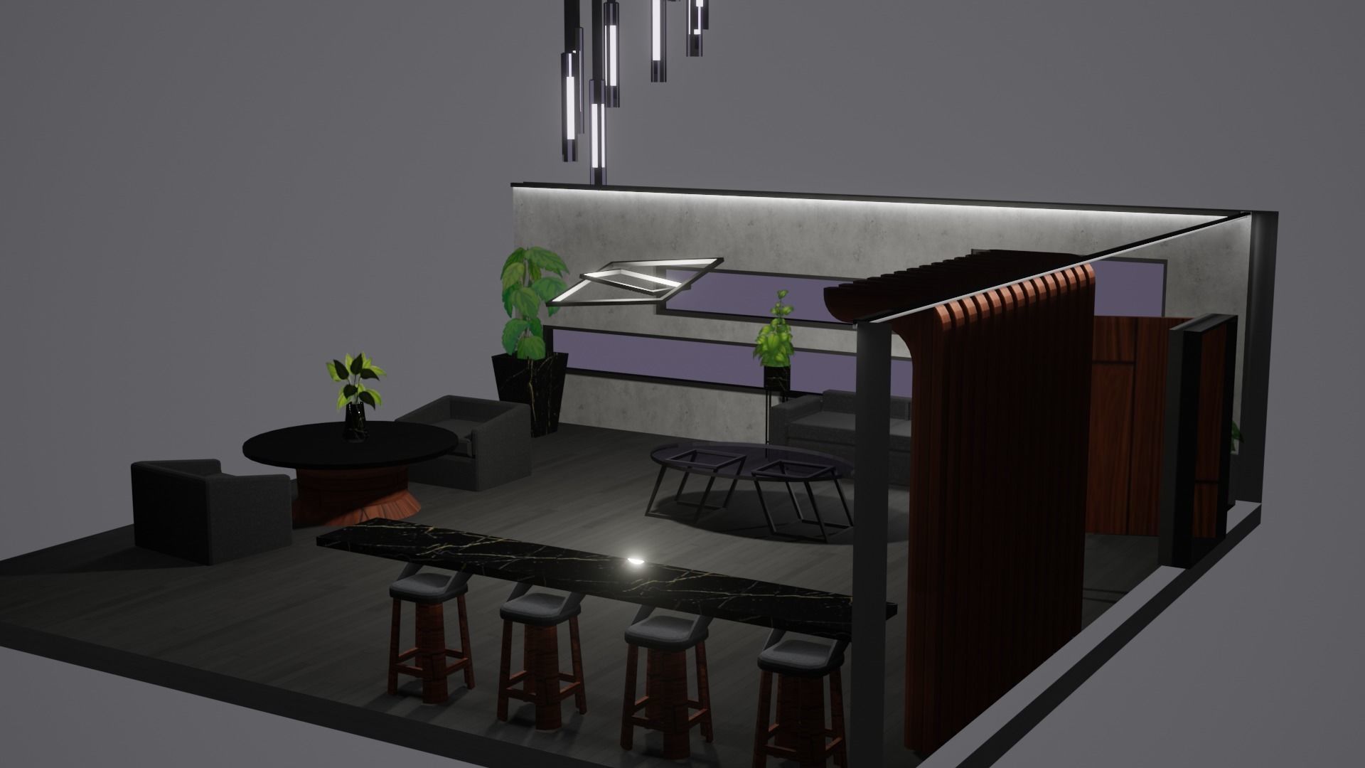 Modern Decor Furnashing Low-poly 3D model_73