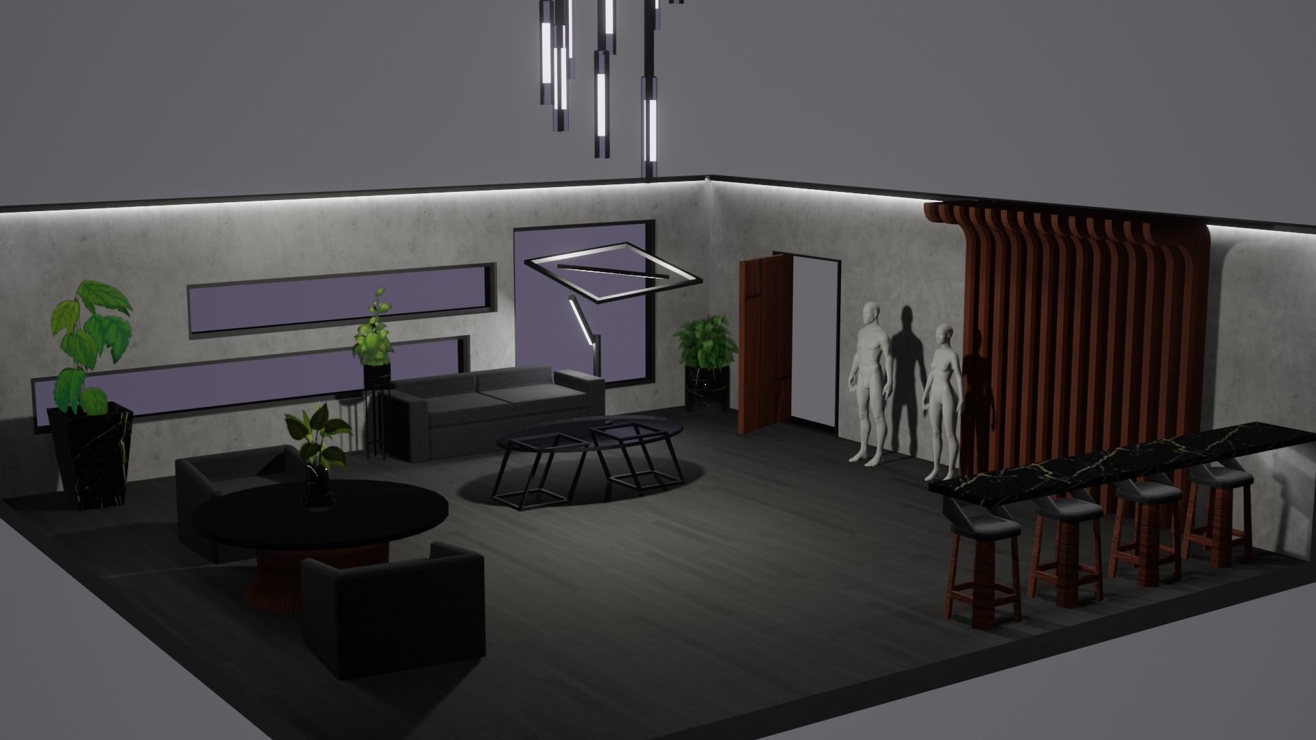 Modern Decor Furnashing Low-poly 3D model_63