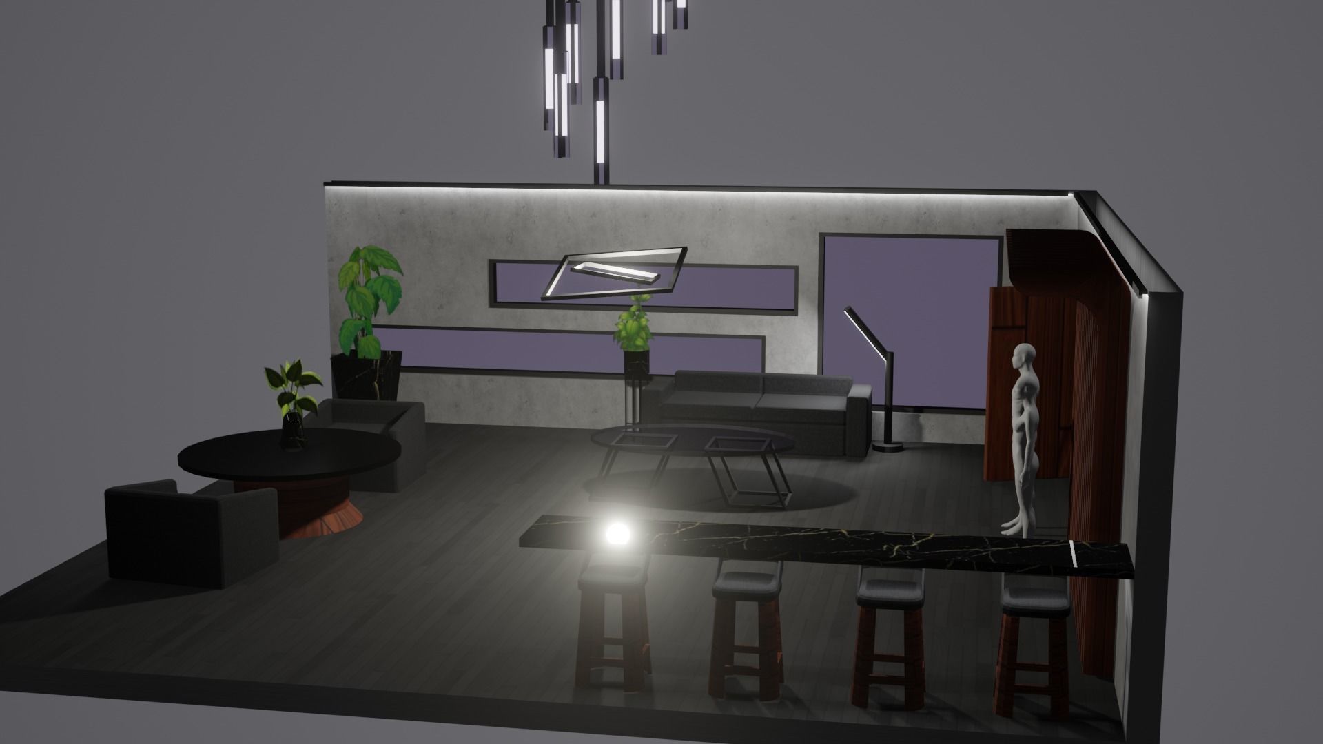 Modern Decor Furnashing Low-poly 3D model_3