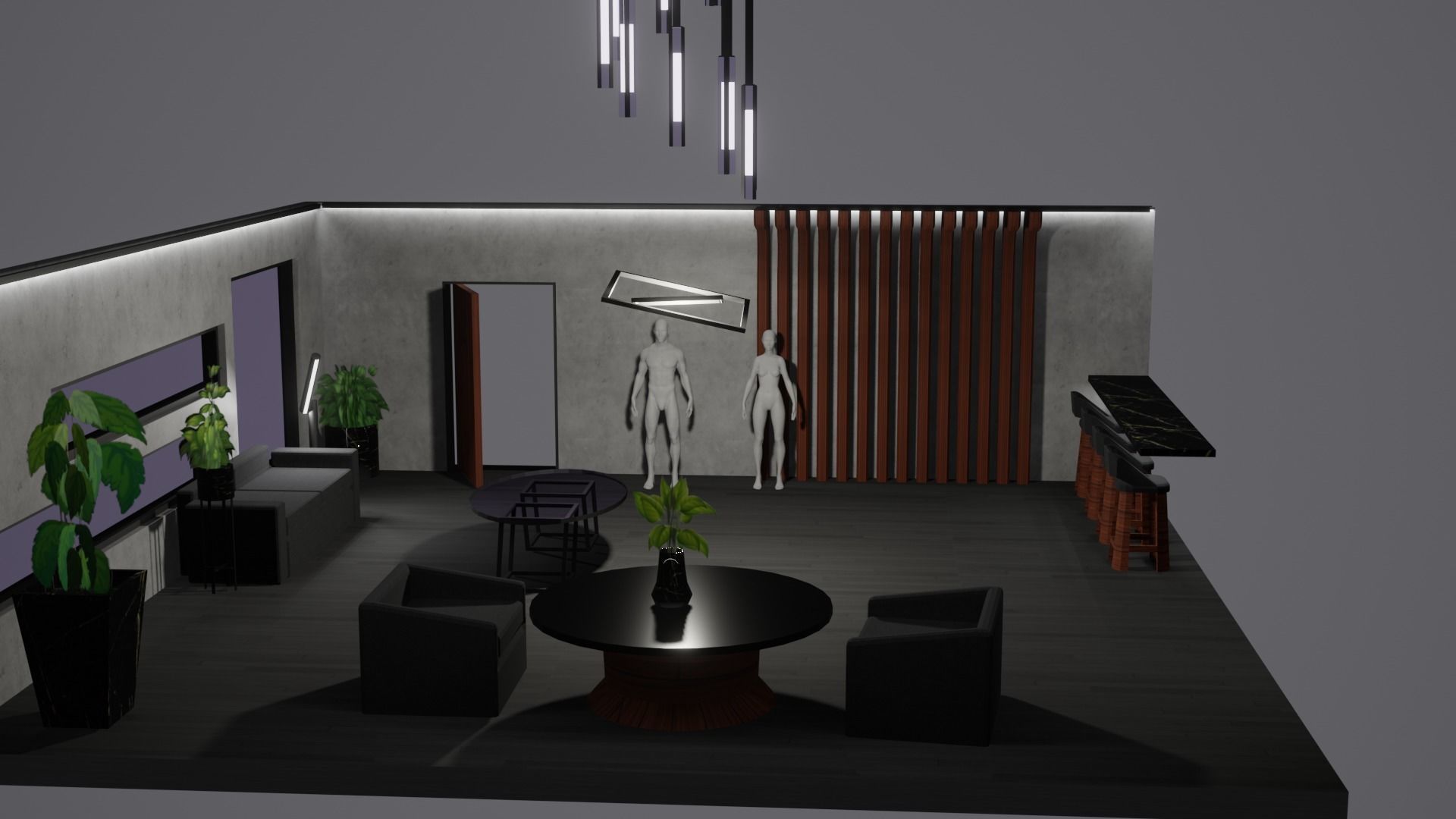 Modern Decor Furnashing Low-poly 3D model_45