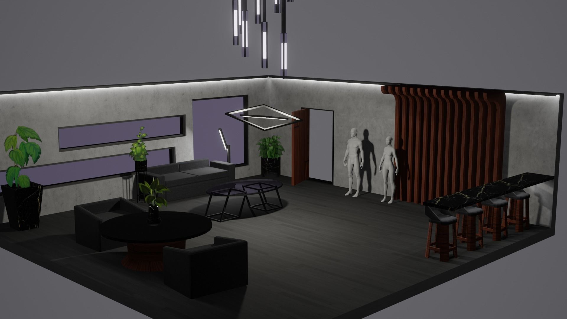 Modern Decor Furnashing Low-poly 3D model_10