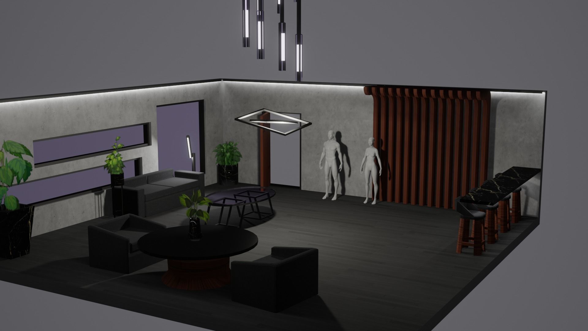 Modern Decor Furnashing Low-poly 3D model_39