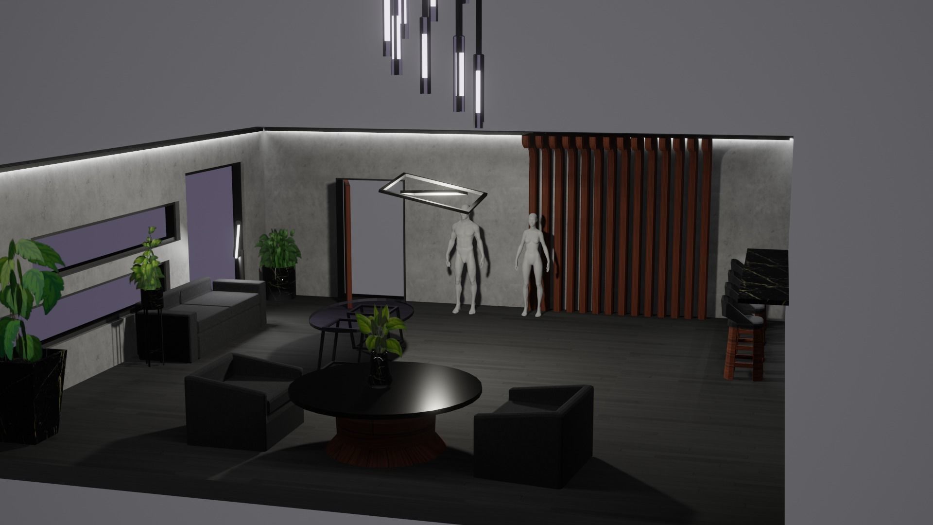 Modern Decor Furnashing Low-poly 3D model_43