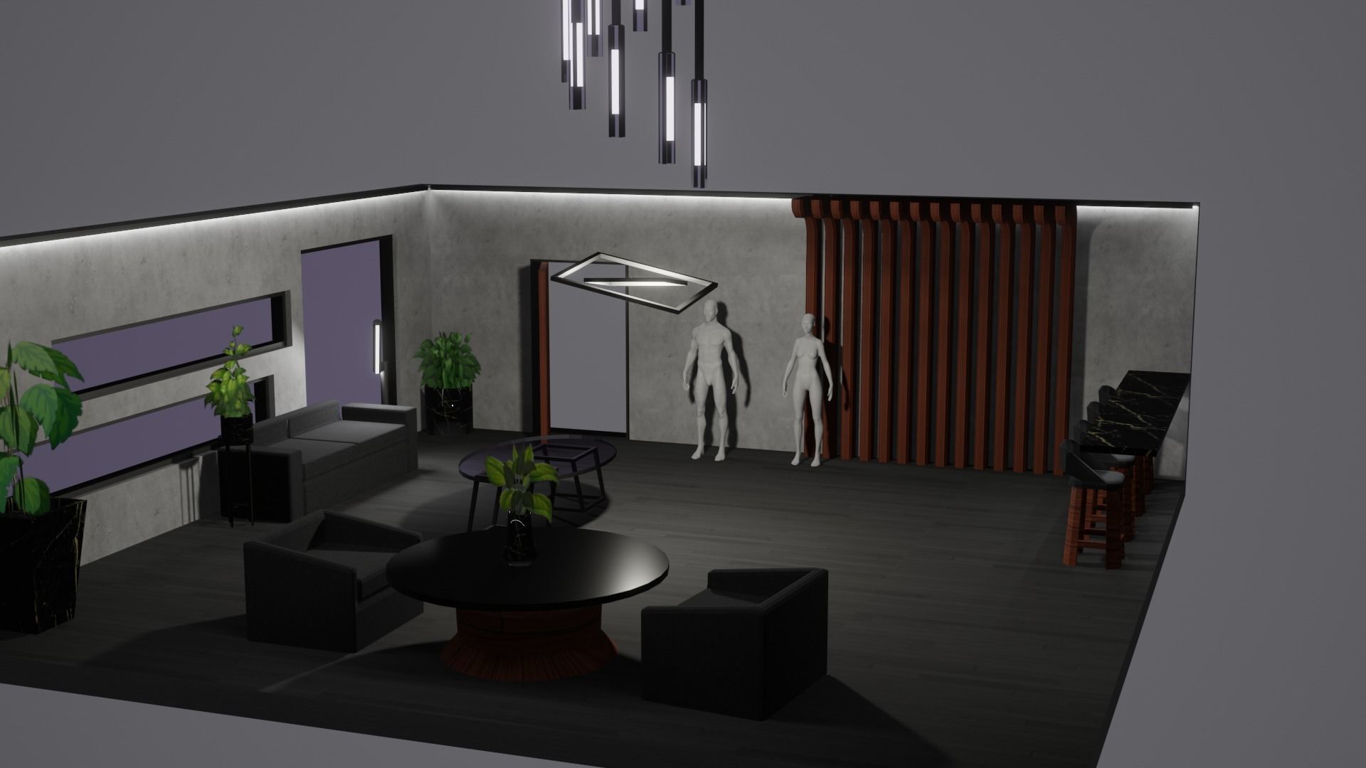 Modern Decor Furnashing Low-poly 3D model_40