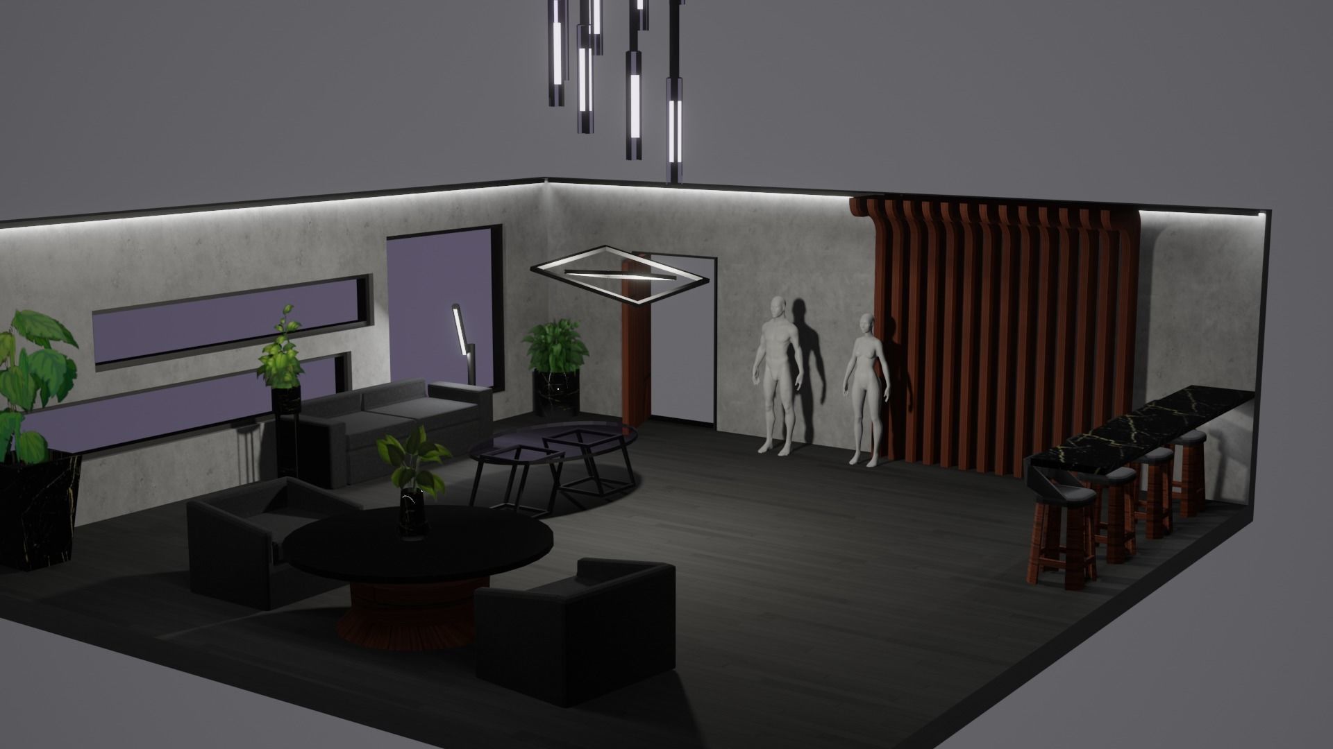 Modern Decor Furnashing Low-poly 3D model_65