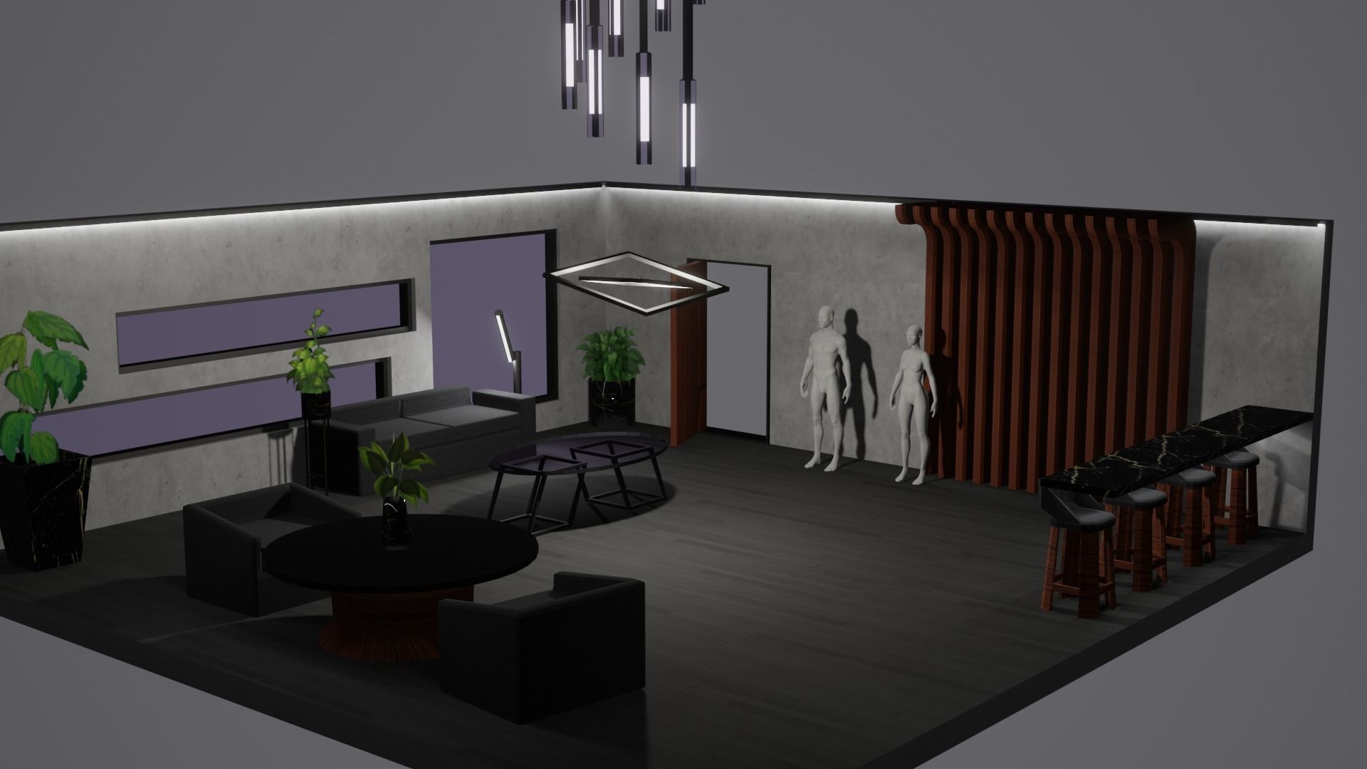 Modern Decor Furnashing Low-poly 3D model_66