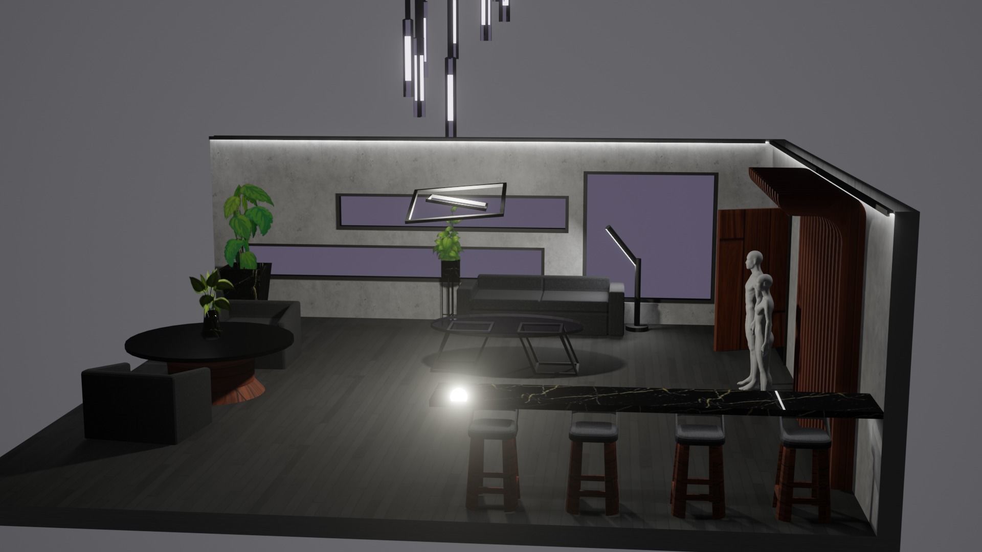 Modern Decor Furnashing Low-poly 3D model_74