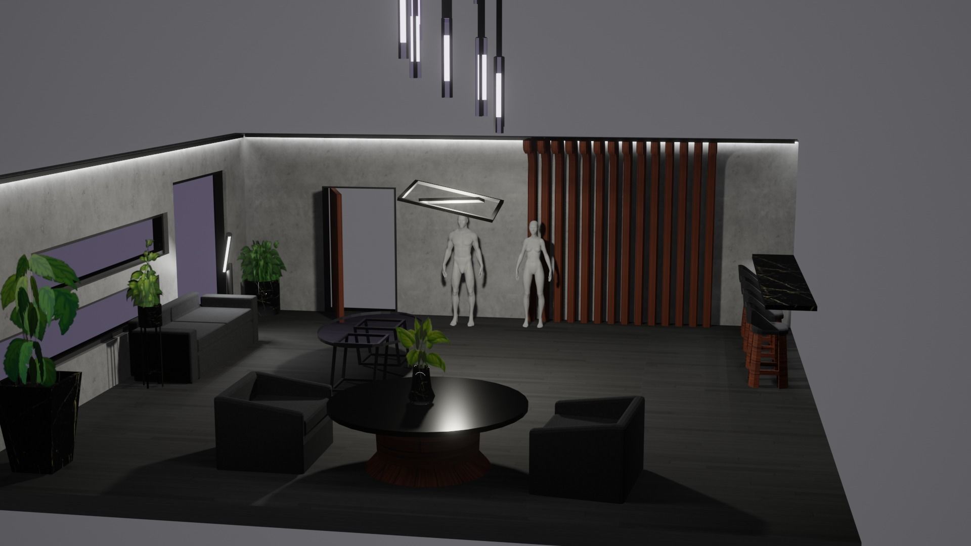 Modern Decor Furnashing Low-poly 3D model_44