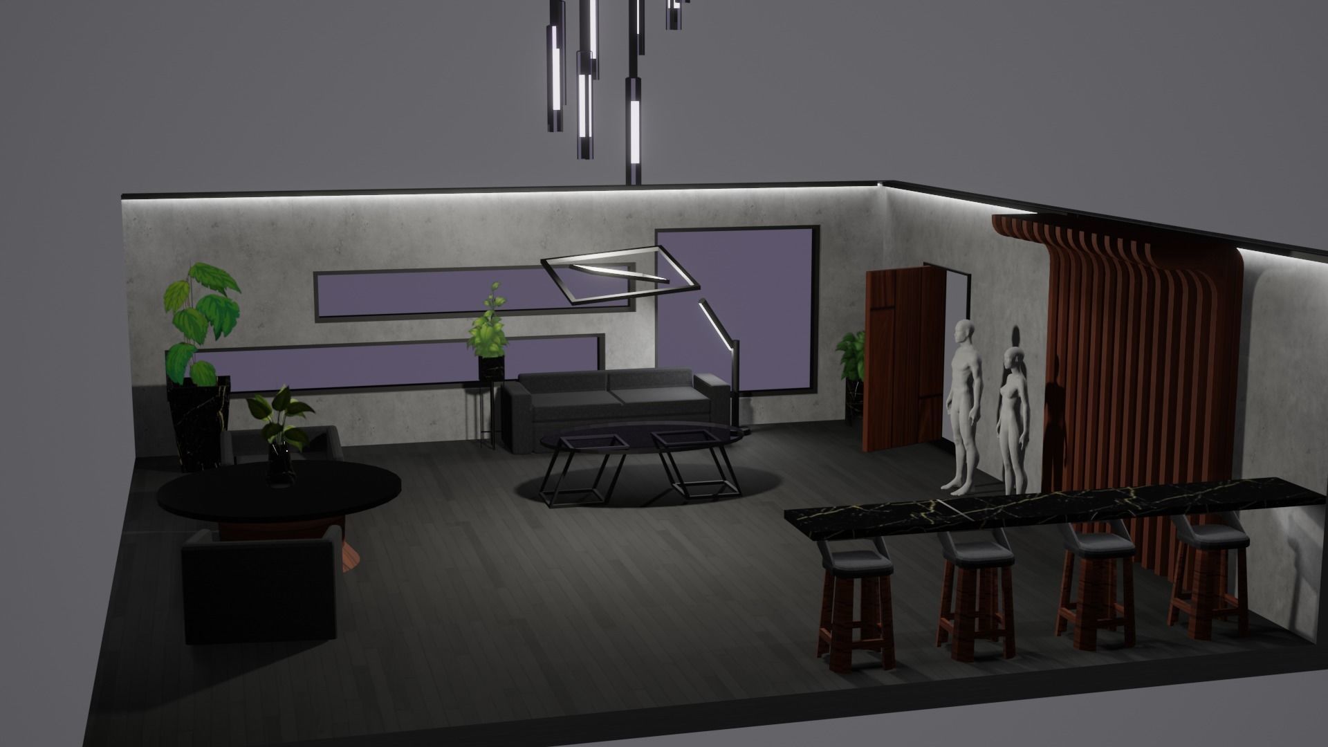 Modern Decor Furnashing Low-poly 3D model_86