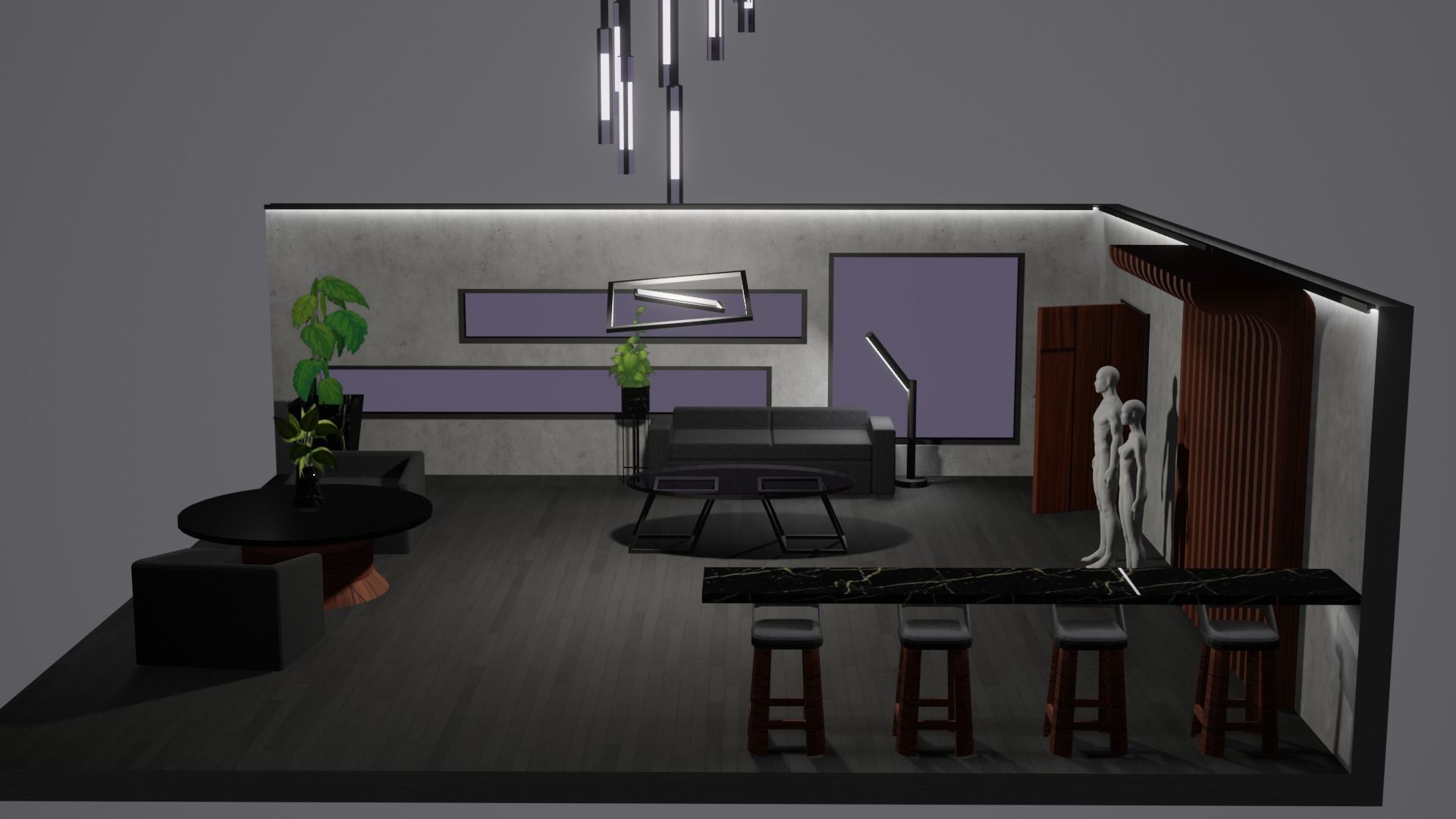 Modern Decor Furnashing Low-poly 3D model_79