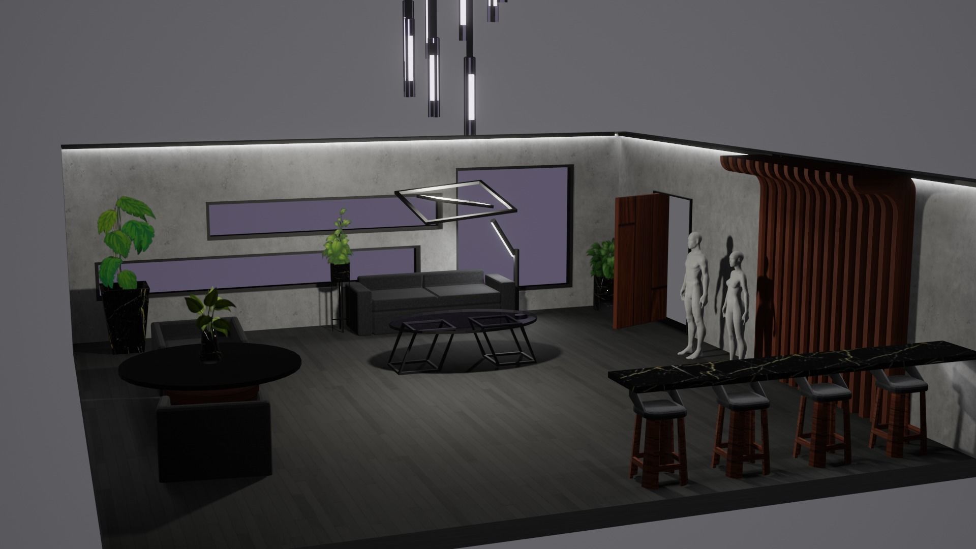 Modern Decor Furnashing Low-poly 3D model_87