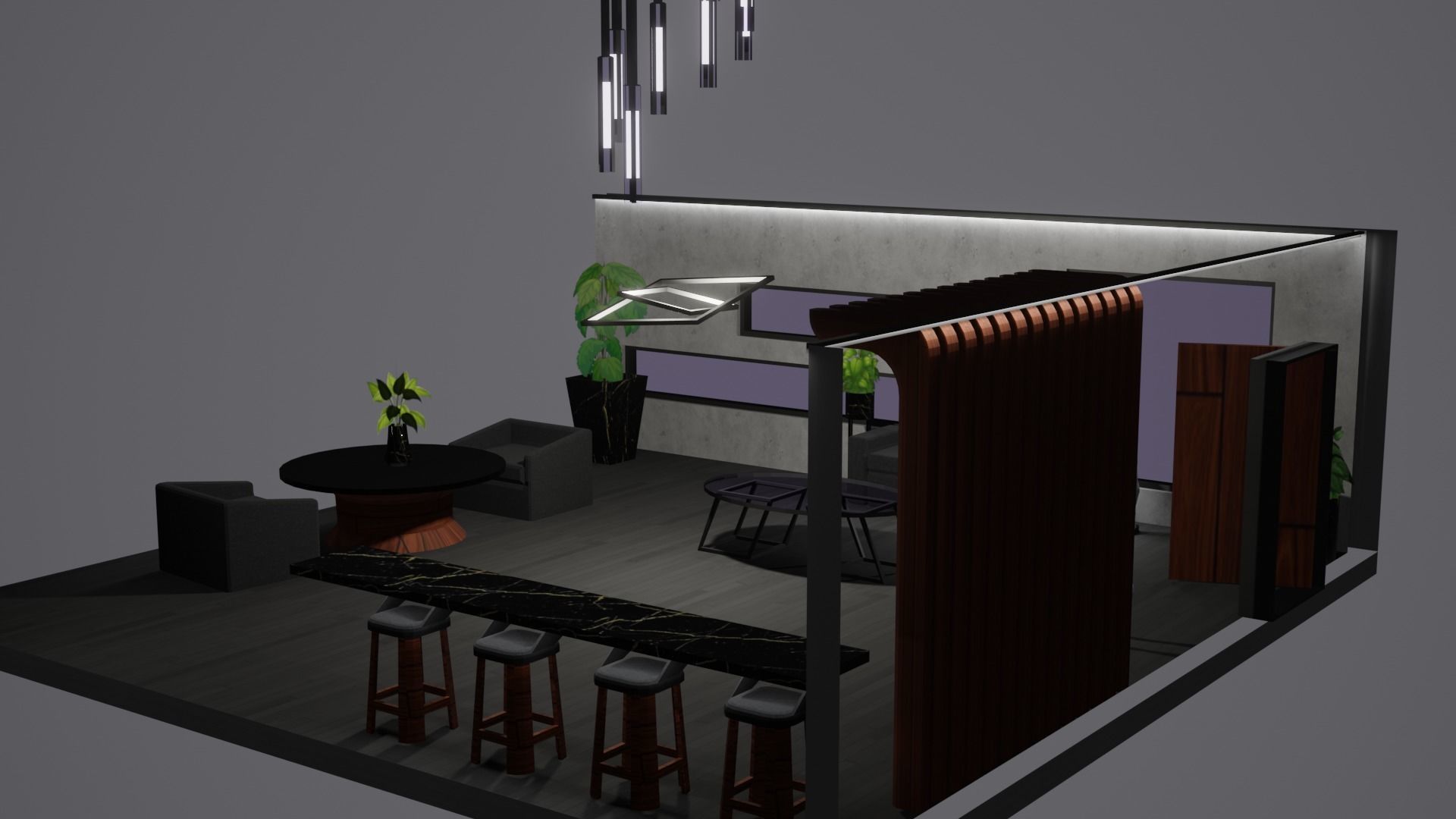 Modern Decor Furnashing Low-poly 3D model_72