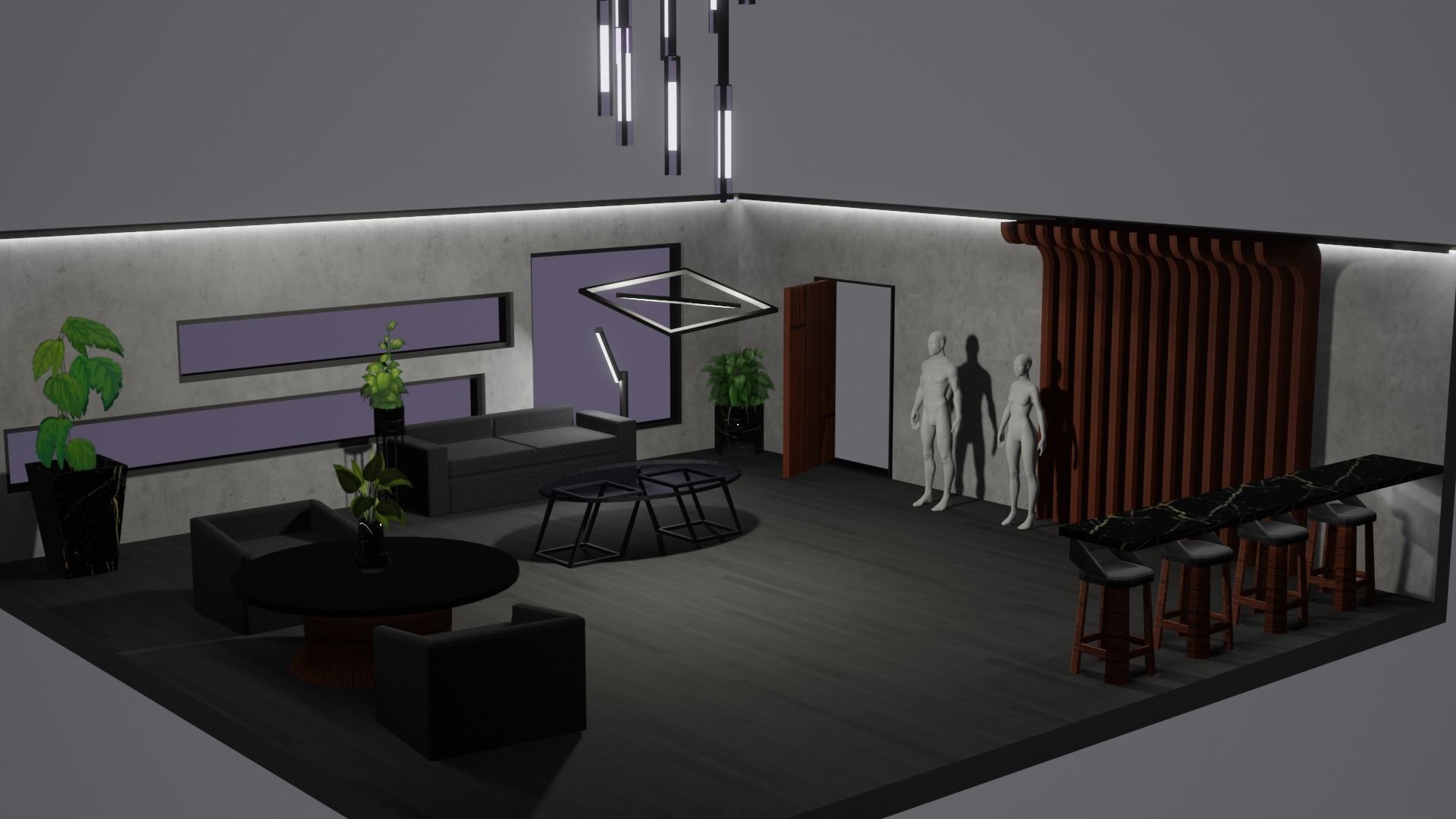 Modern Decor Furnashing Low-poly 3D model_67