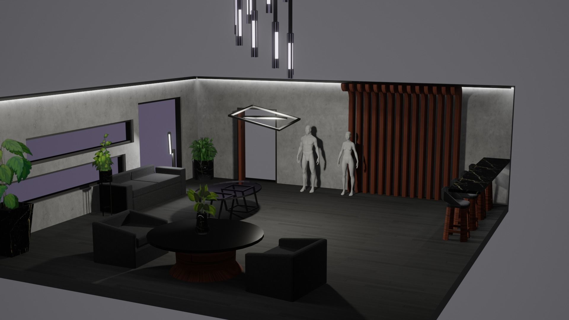 Modern Decor Furnashing Low-poly 3D model_38