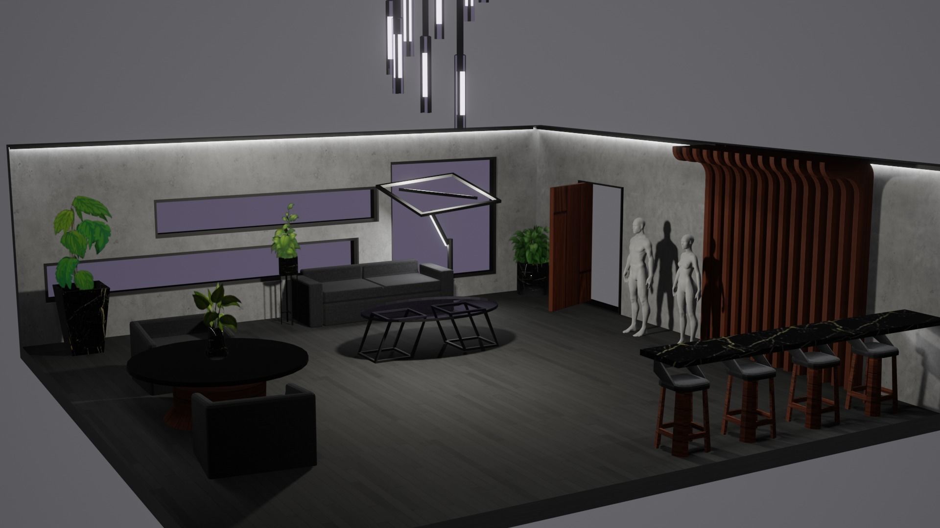 Modern Decor Furnashing Low-poly 3D model_42