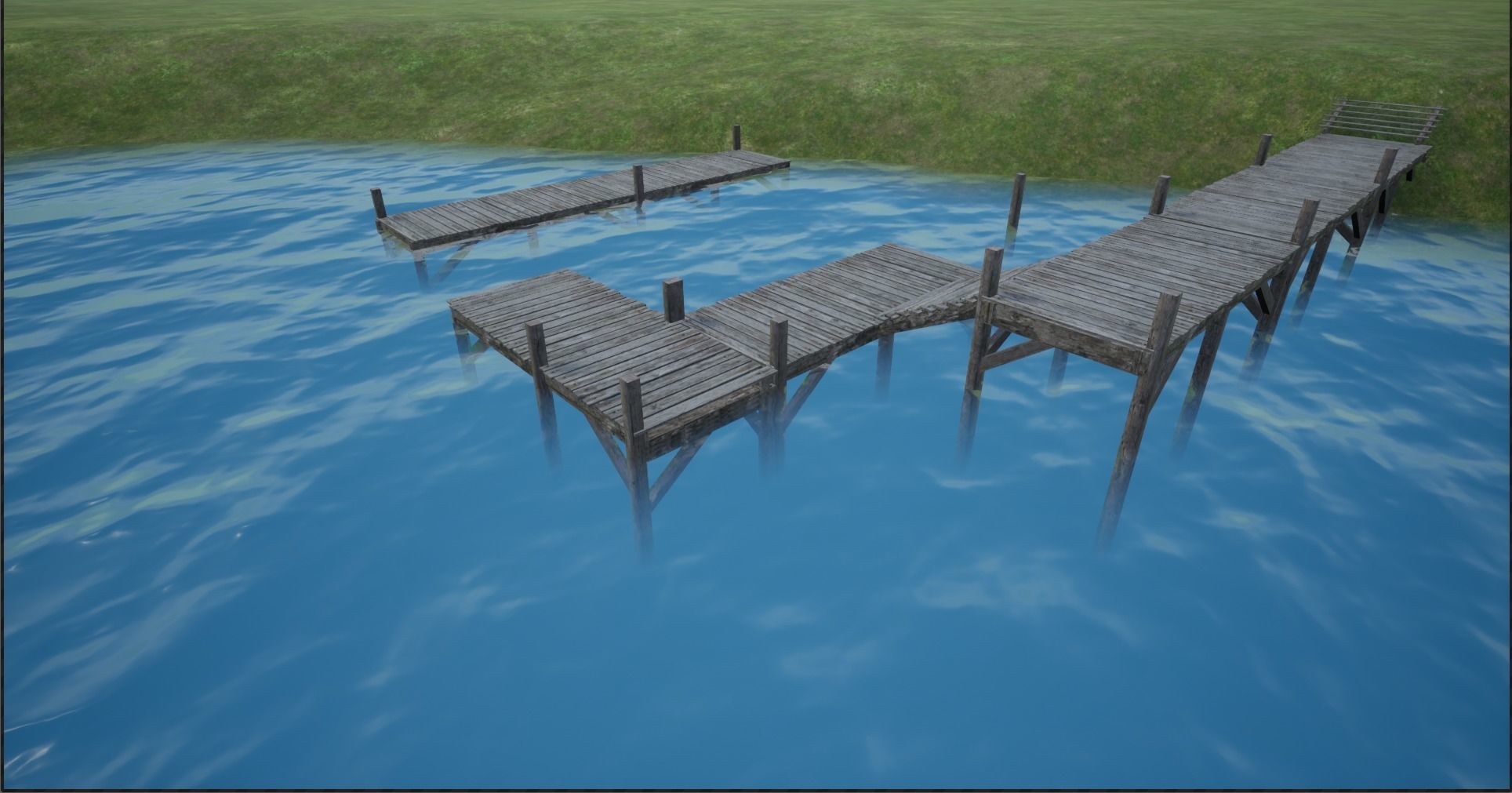 Modular Lowpoly Wooden Dock Parts Low-poly 3D model_9