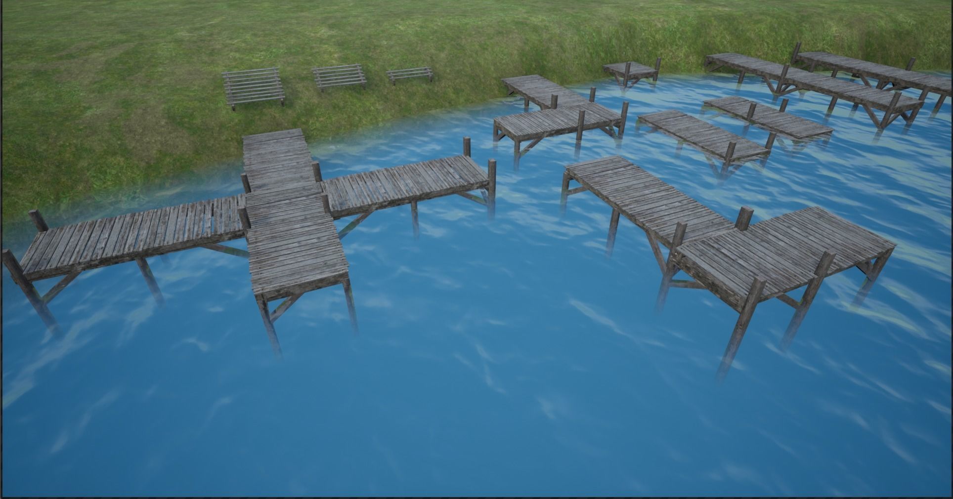Modular Lowpoly Wooden Dock Parts Low-poly 3D model_12